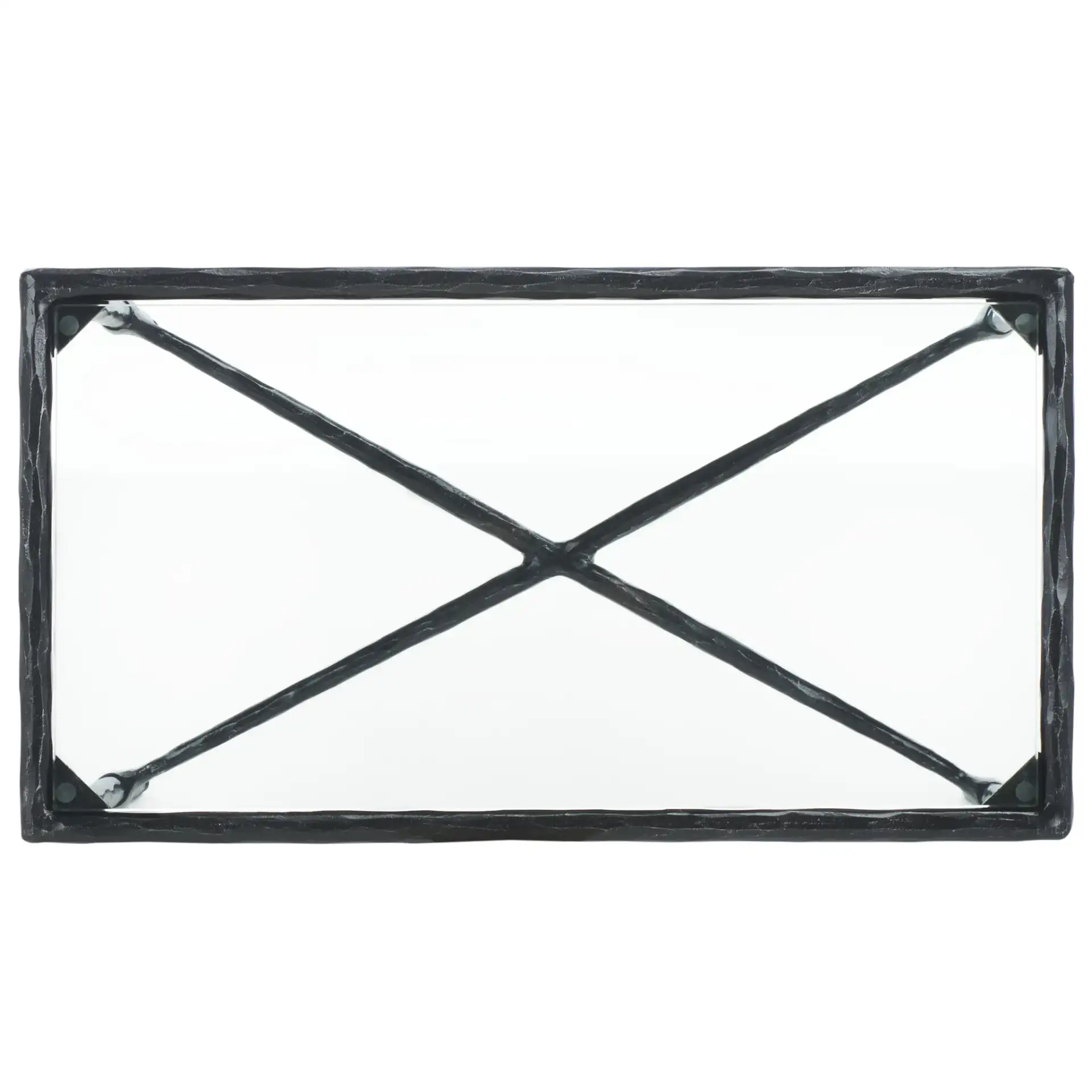 Isabellina Metal Accent Table in Black / Clear, detail view