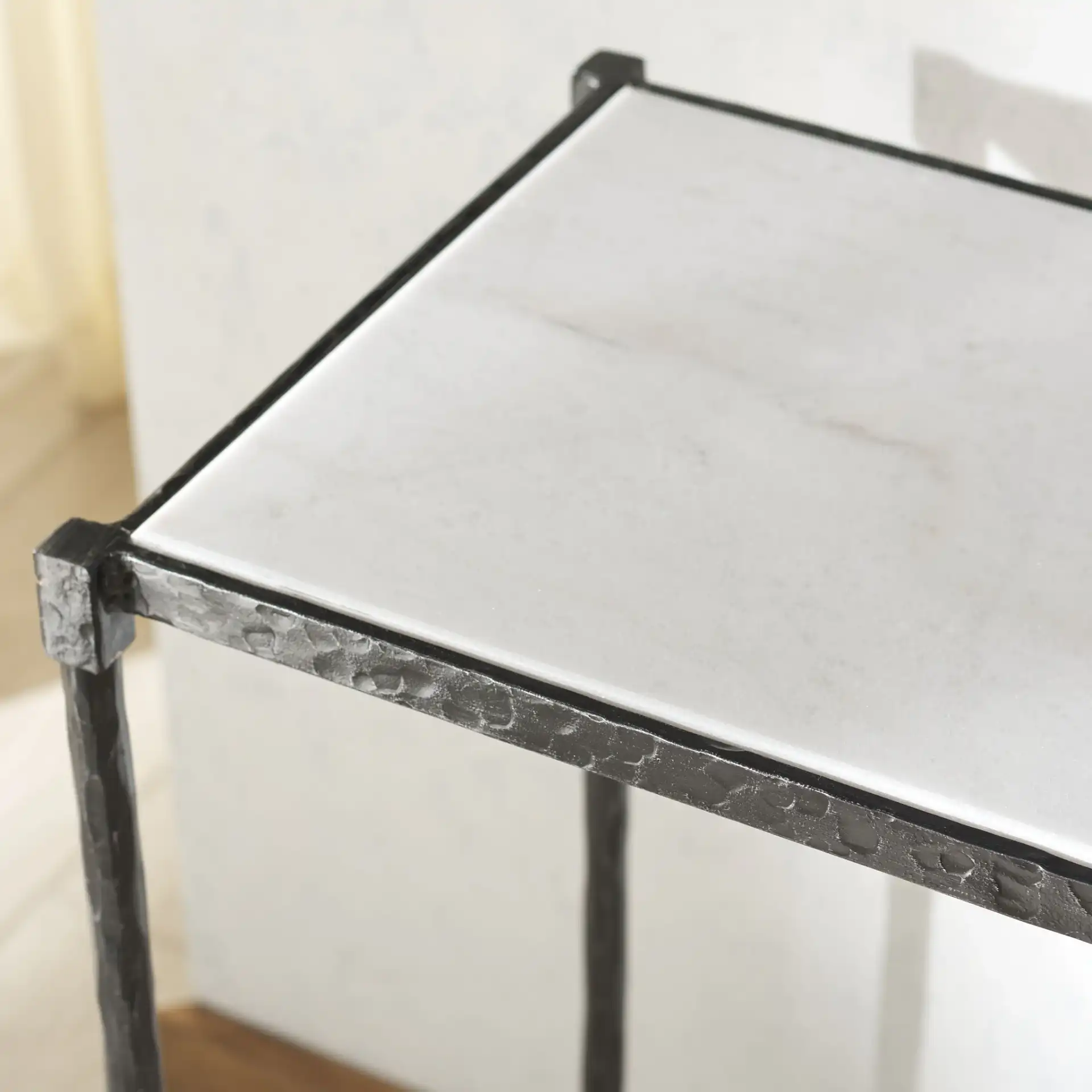 Isabellina Marble Console Table in Black / White in a styled room