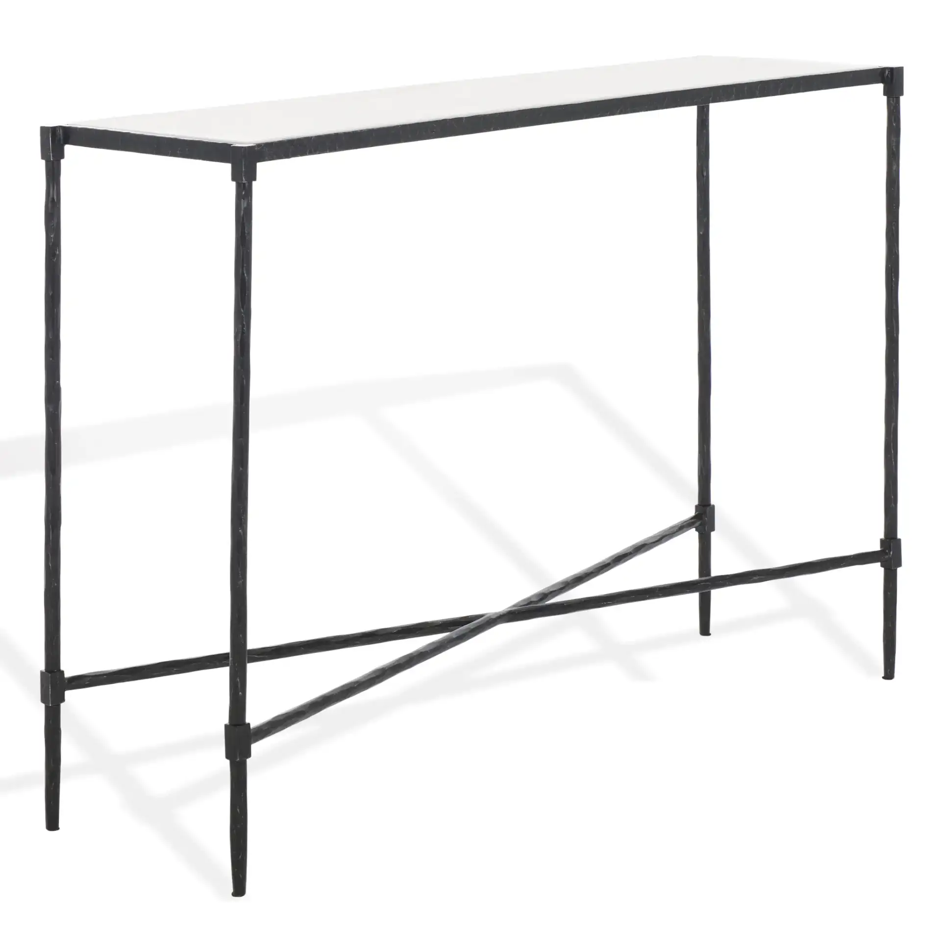 Isabellina Marble Console Table in Black / White, detail view