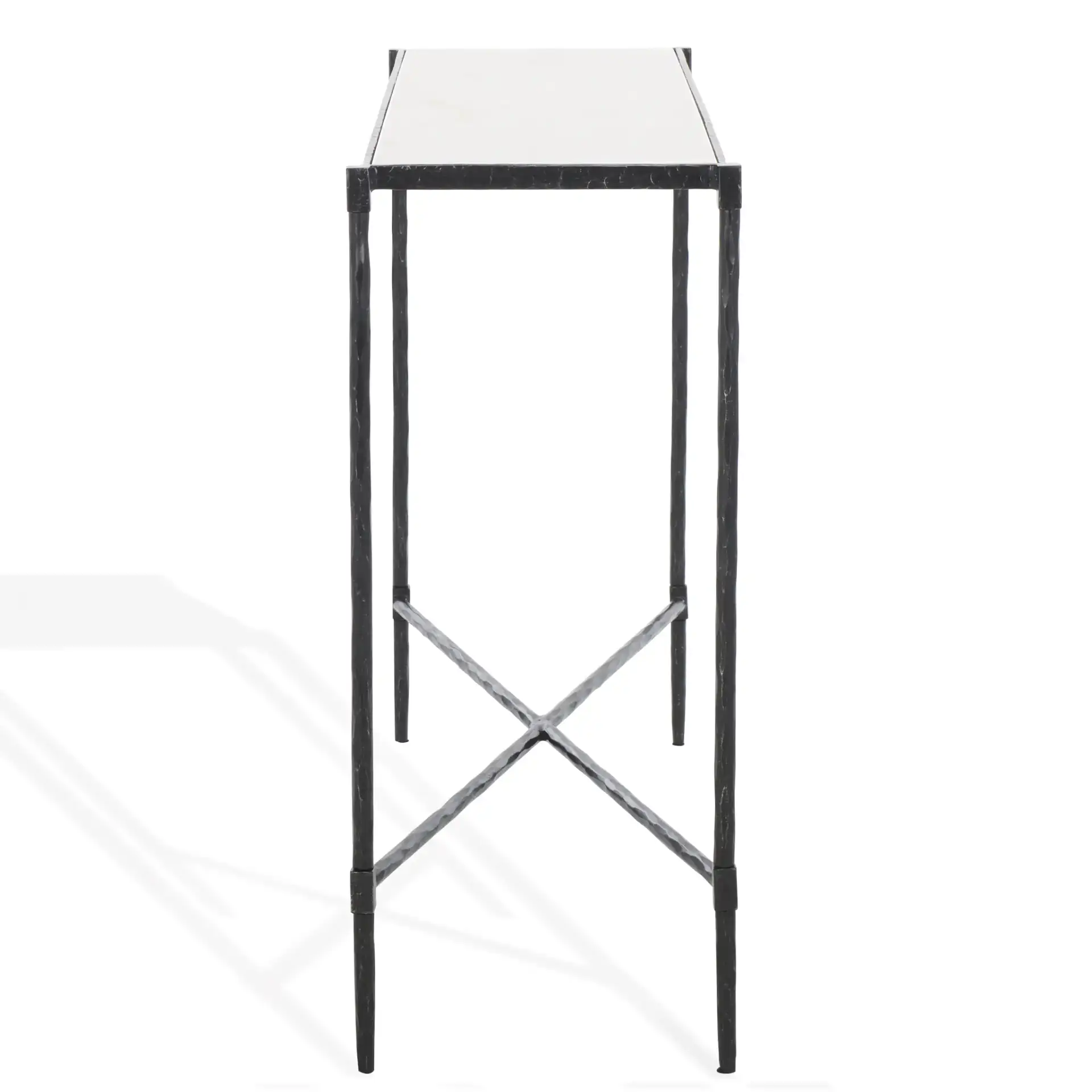 Isabellina Marble Console Table in Black / White, detail view