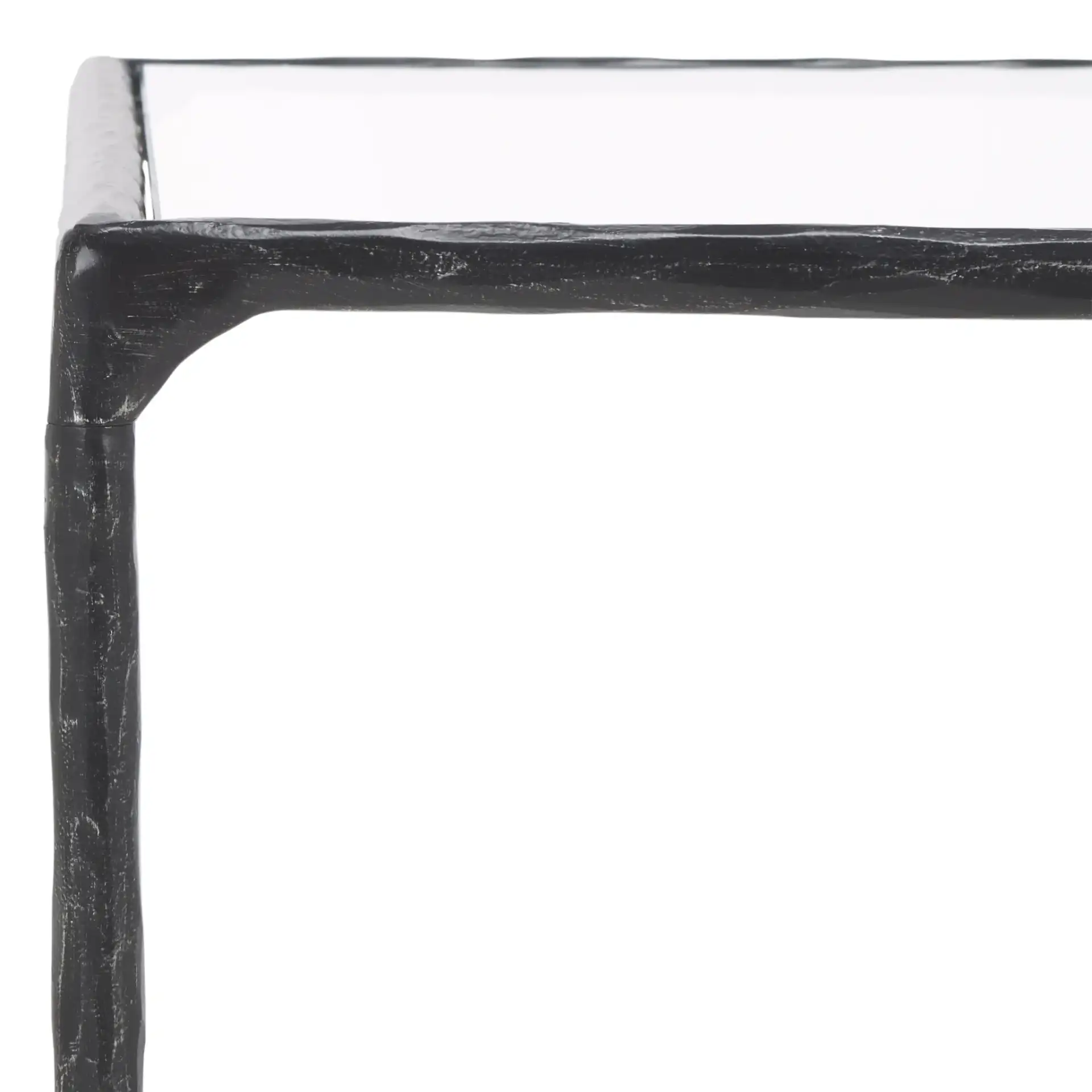 Isabellina Metal Coffee Table in Black / Clear in a styled room