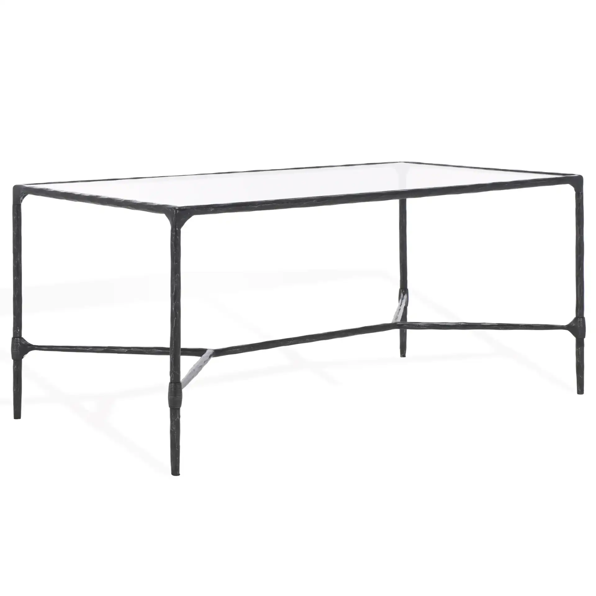Isabellina Metal Coffee Table in Black / Clear, detail view