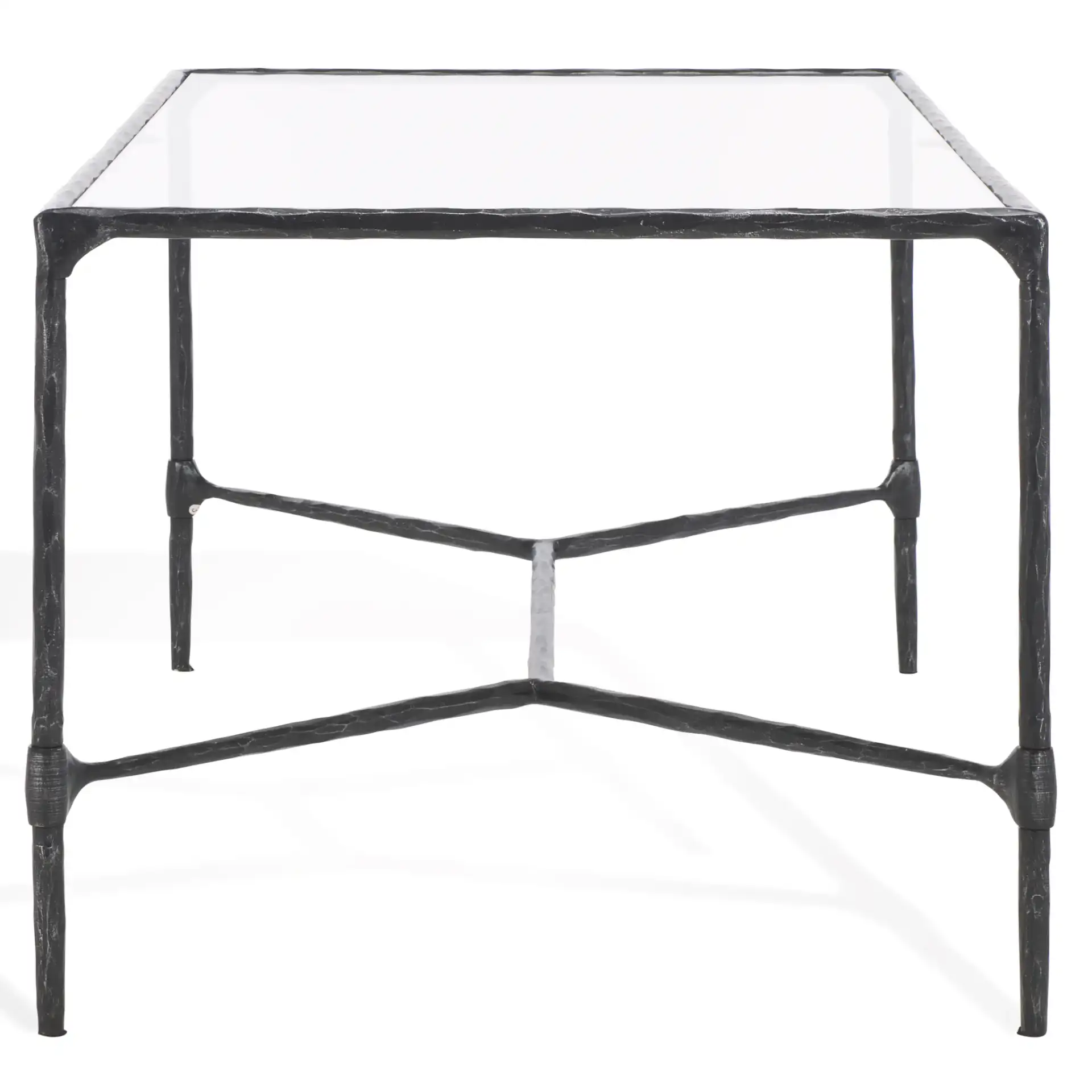 Isabellina Metal Coffee Table in Black / Clear, detail view