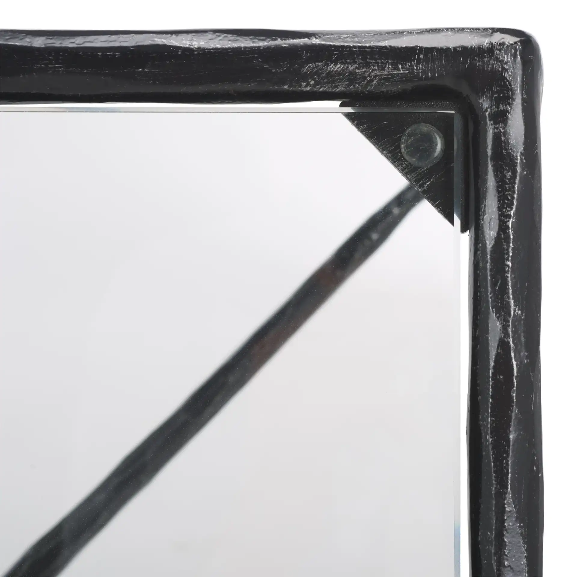 Isabellina Metal Coffee Table in Black / Clear, detail view