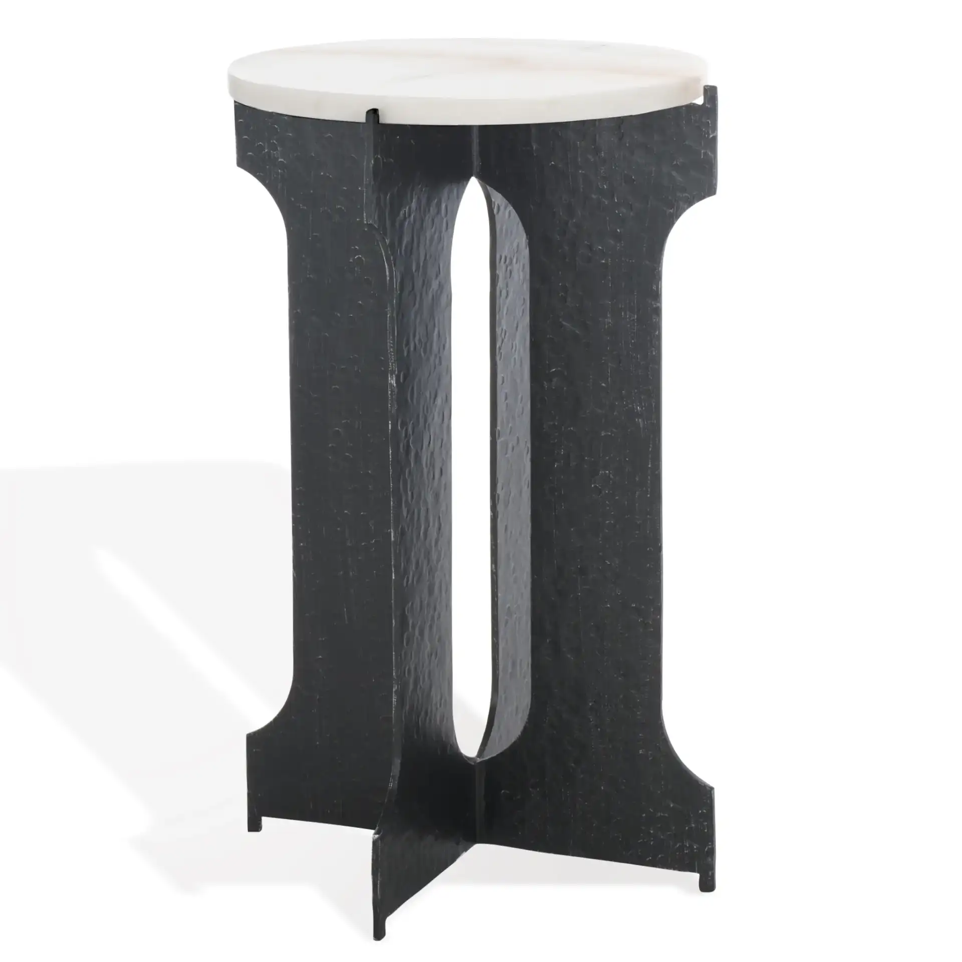 Tayanna Metal Accent Table in Black / White, detail view
