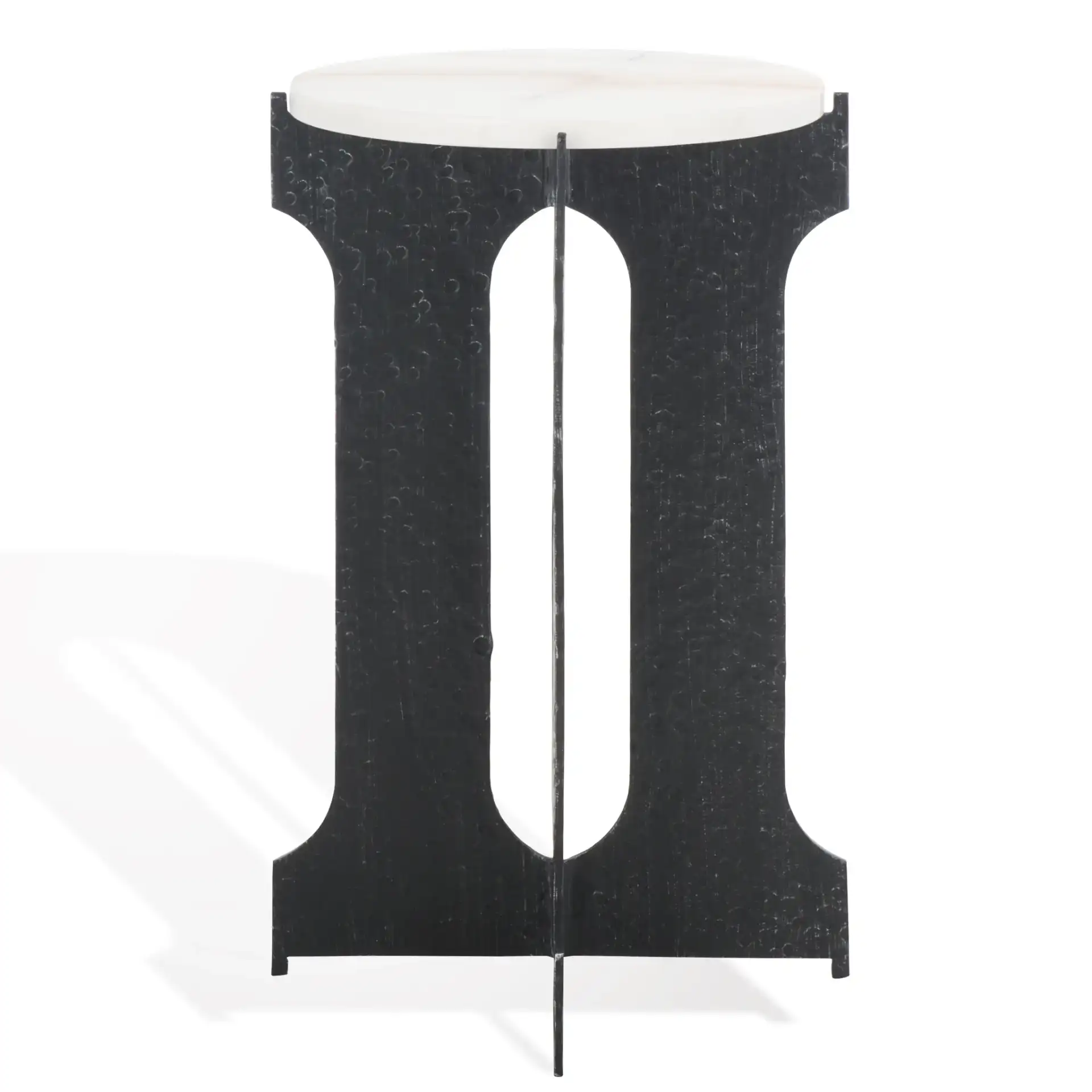 Tayanna Metal Accent Table in Black / White, detail view