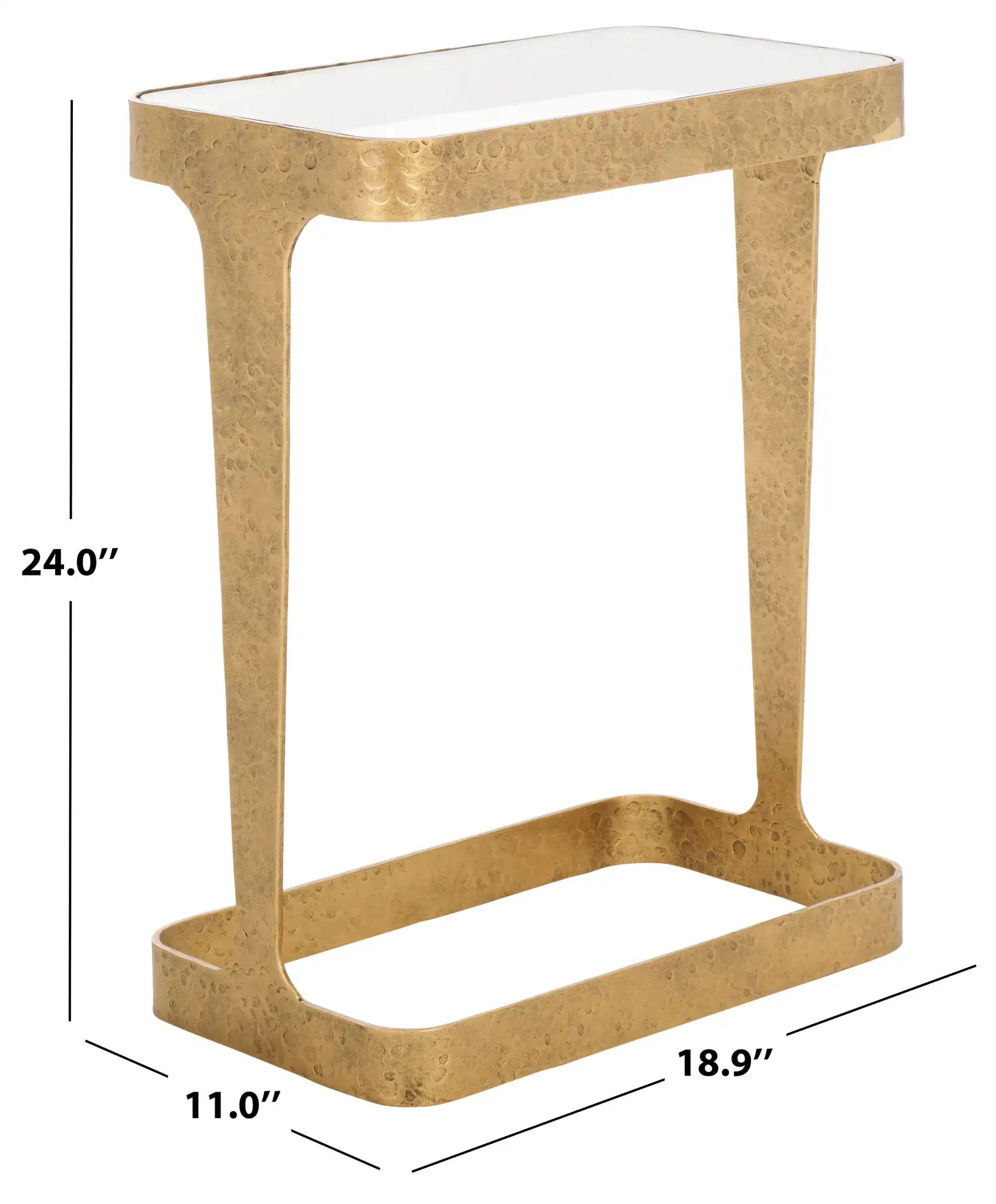 Viktor Metal Accent Table in Brass / Clear, detail view