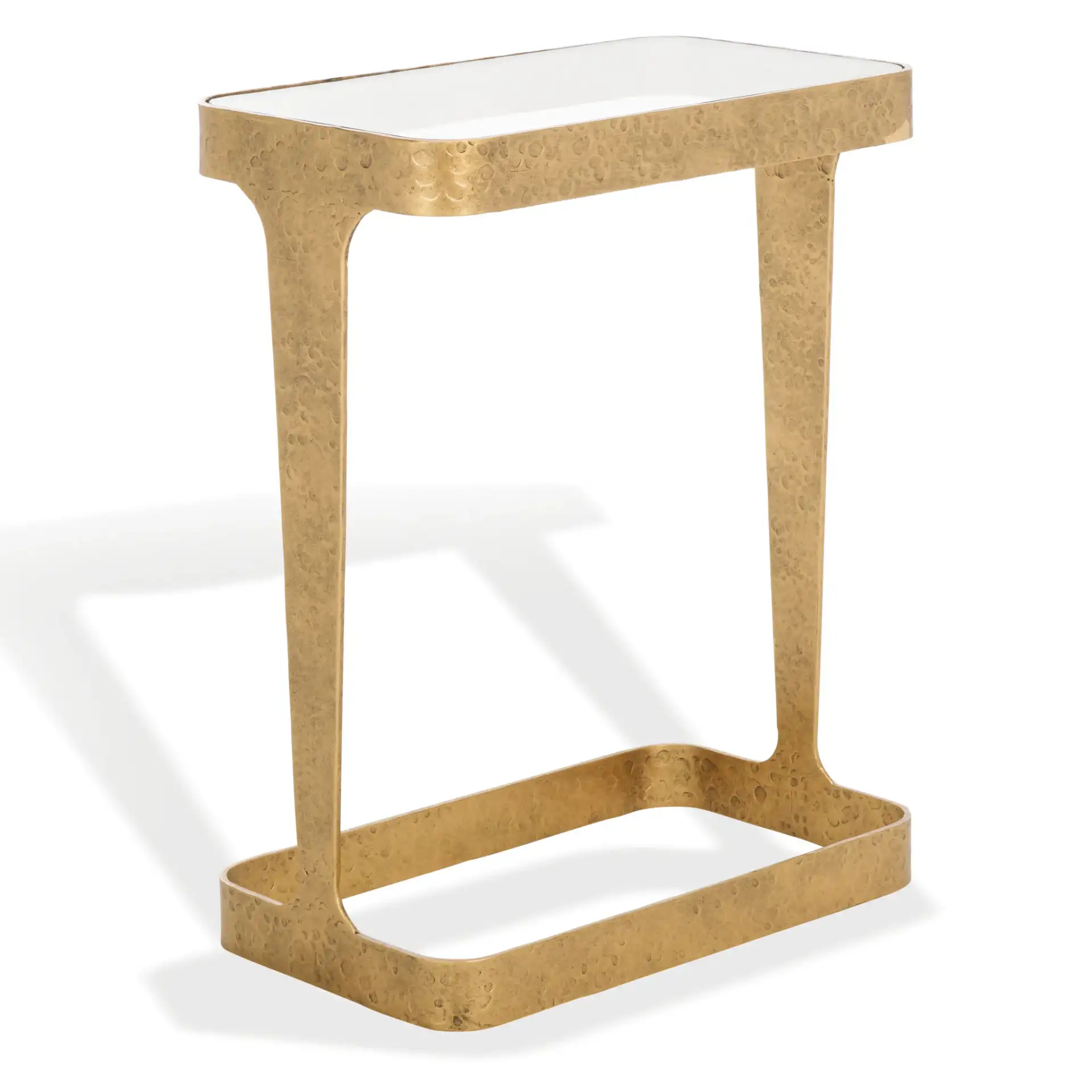 Viktor Metal Accent Table in Brass / Clear, detail view