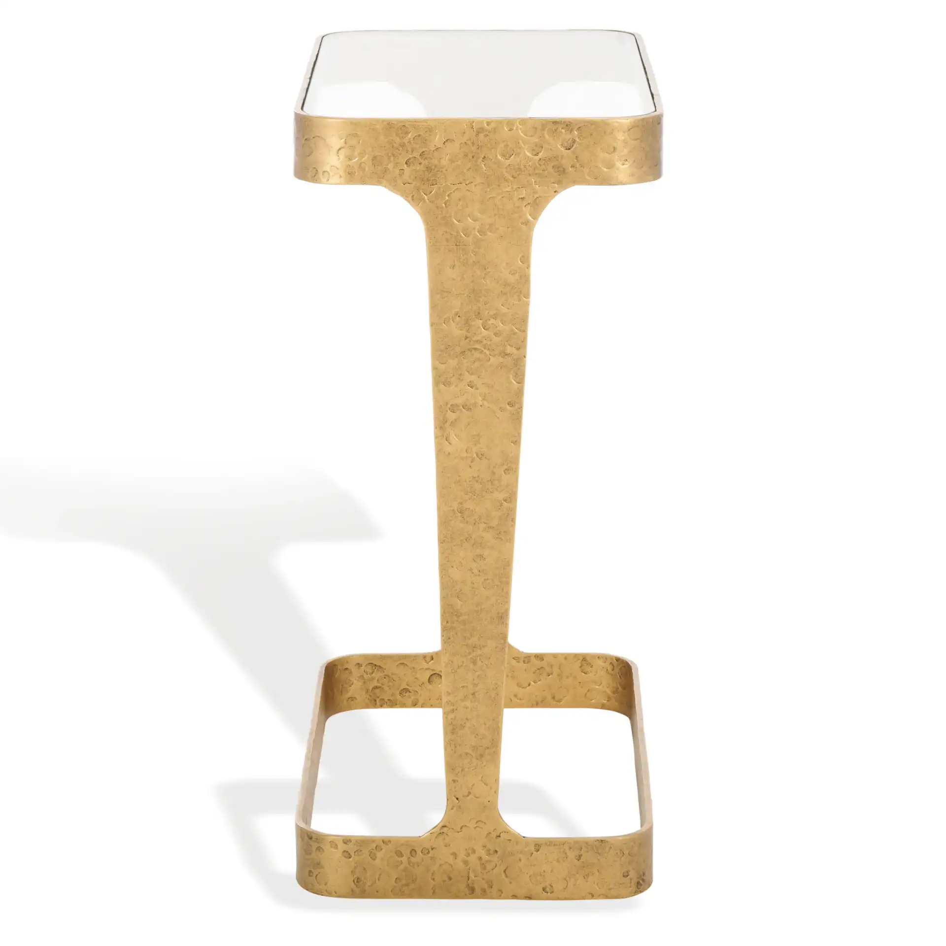Viktor Metal Accent Table in Brass / Clear, detail view