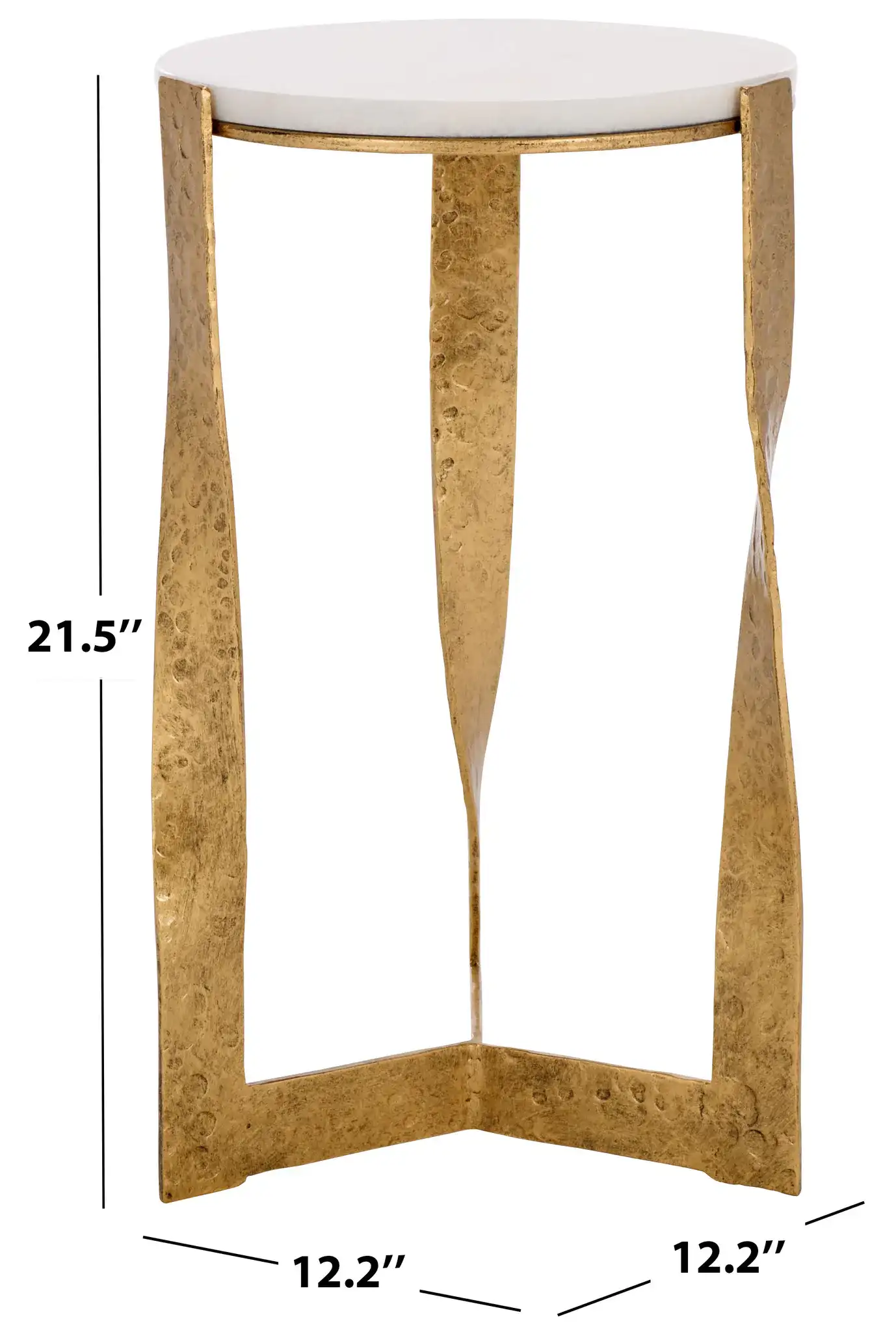 Raynie Metal Accent Table in Brass / White, detail view