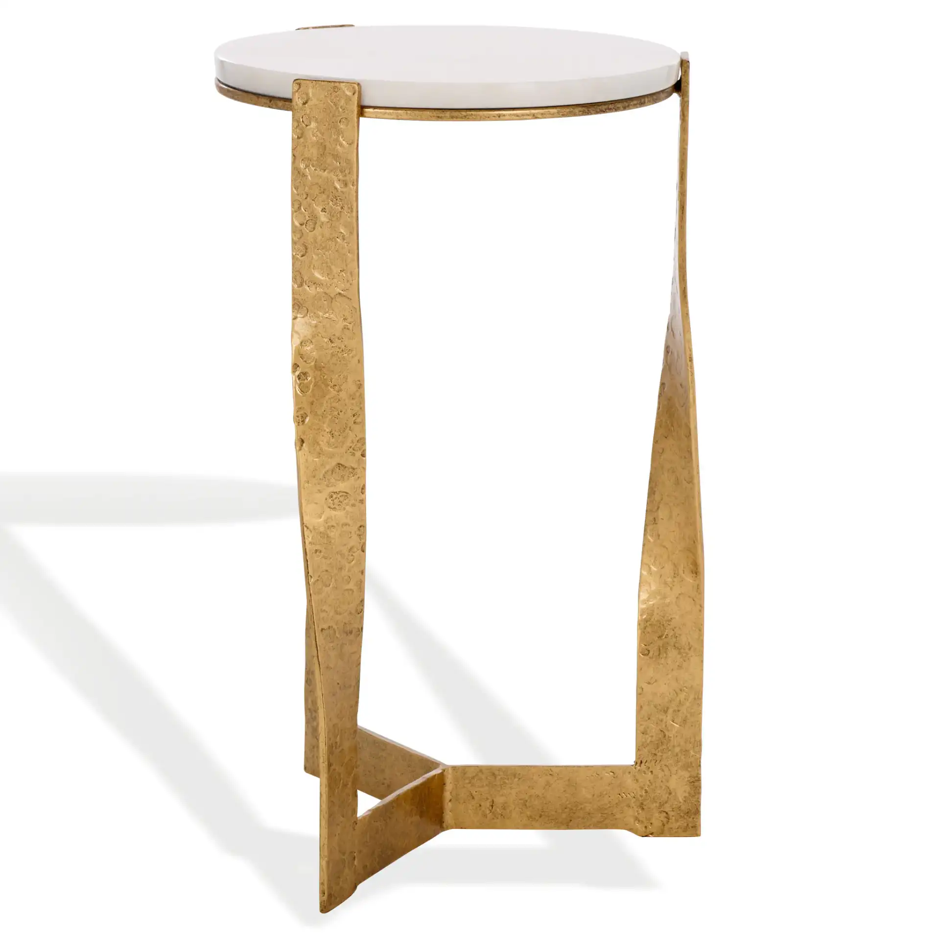 Raynie Metal Accent Table in Brass / White, detail view