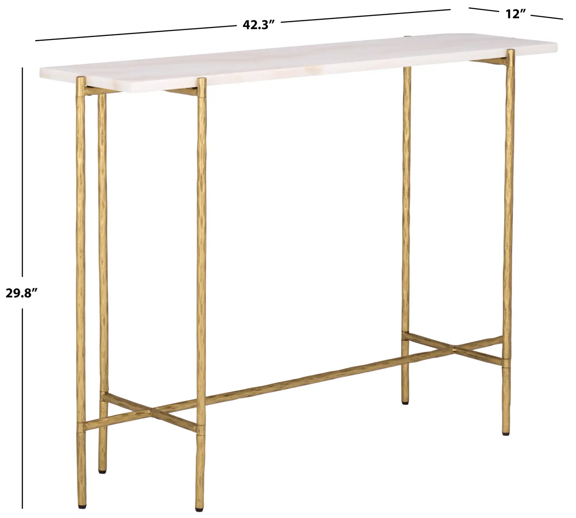 Giorgi Marble Top Console Table in Brass / White, detail view