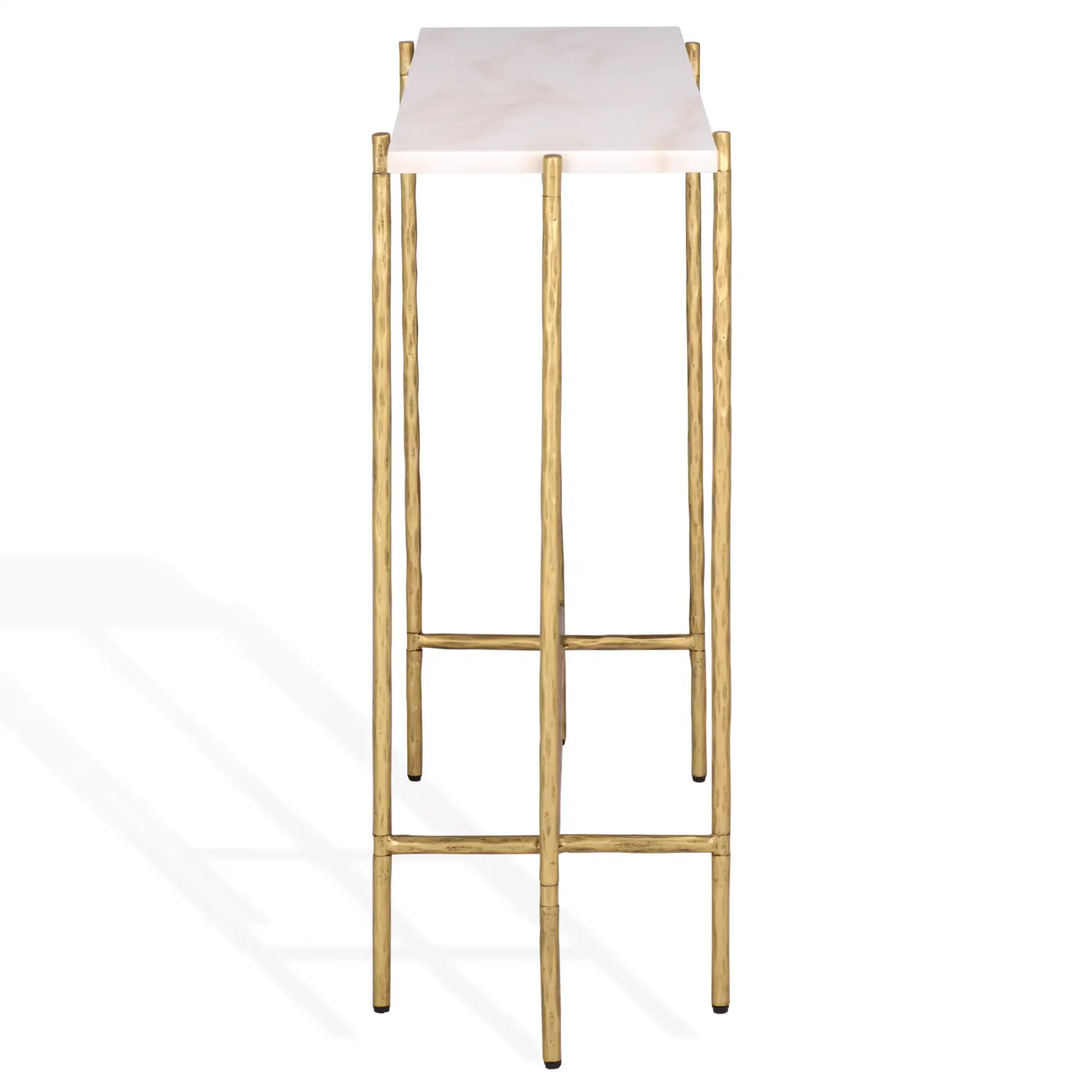 Giorgi Marble Top Console Table in Brass / White, detail view