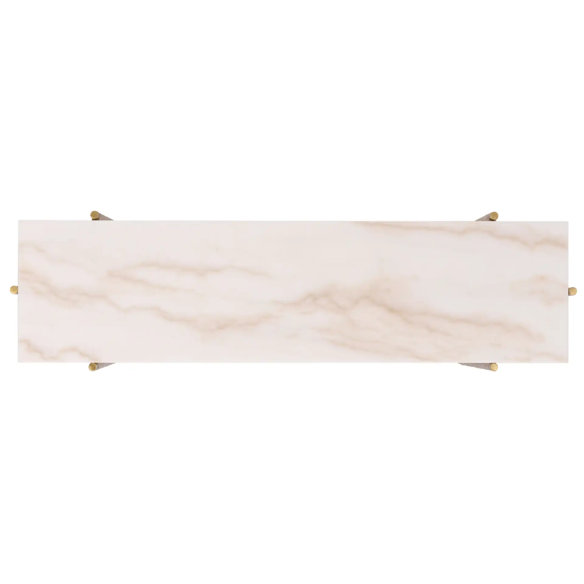Giorgi Marble Top Console Table in Brass / White, detail view