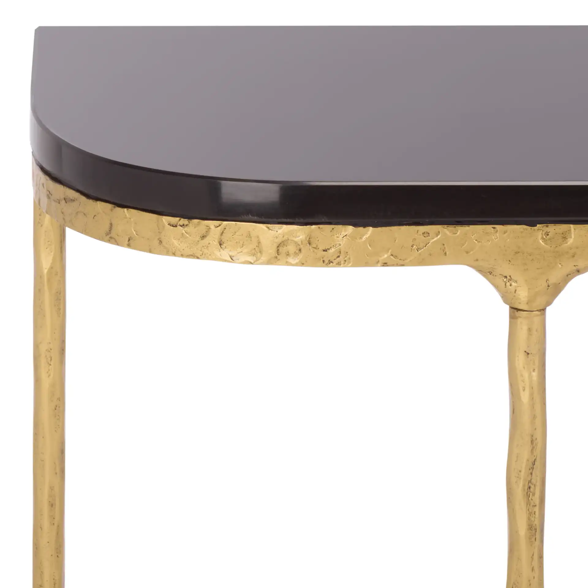 Janowsky Metal Console Table in Brass / Black in a styled room