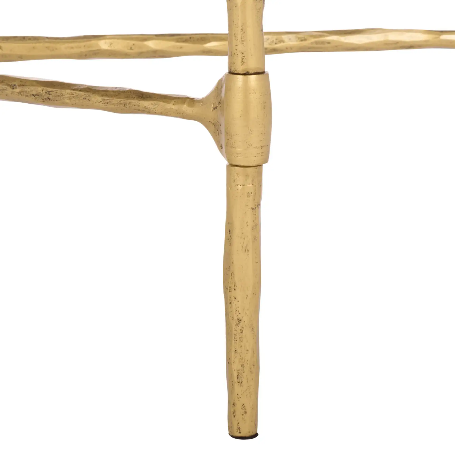 Janowsky Metal Console Table in Brass / Black, detail view