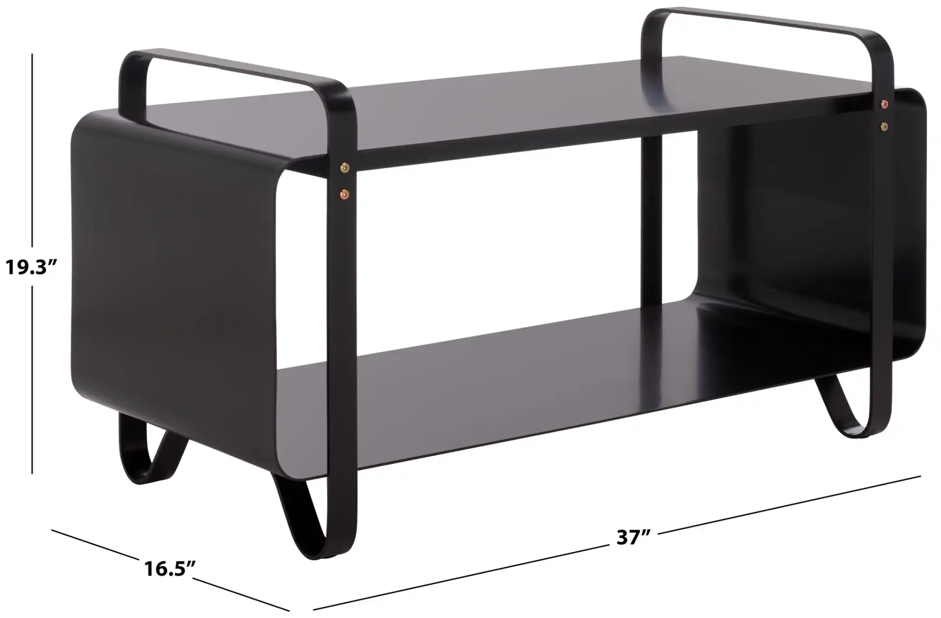 Fioretti Metal Bench in Black, detail view