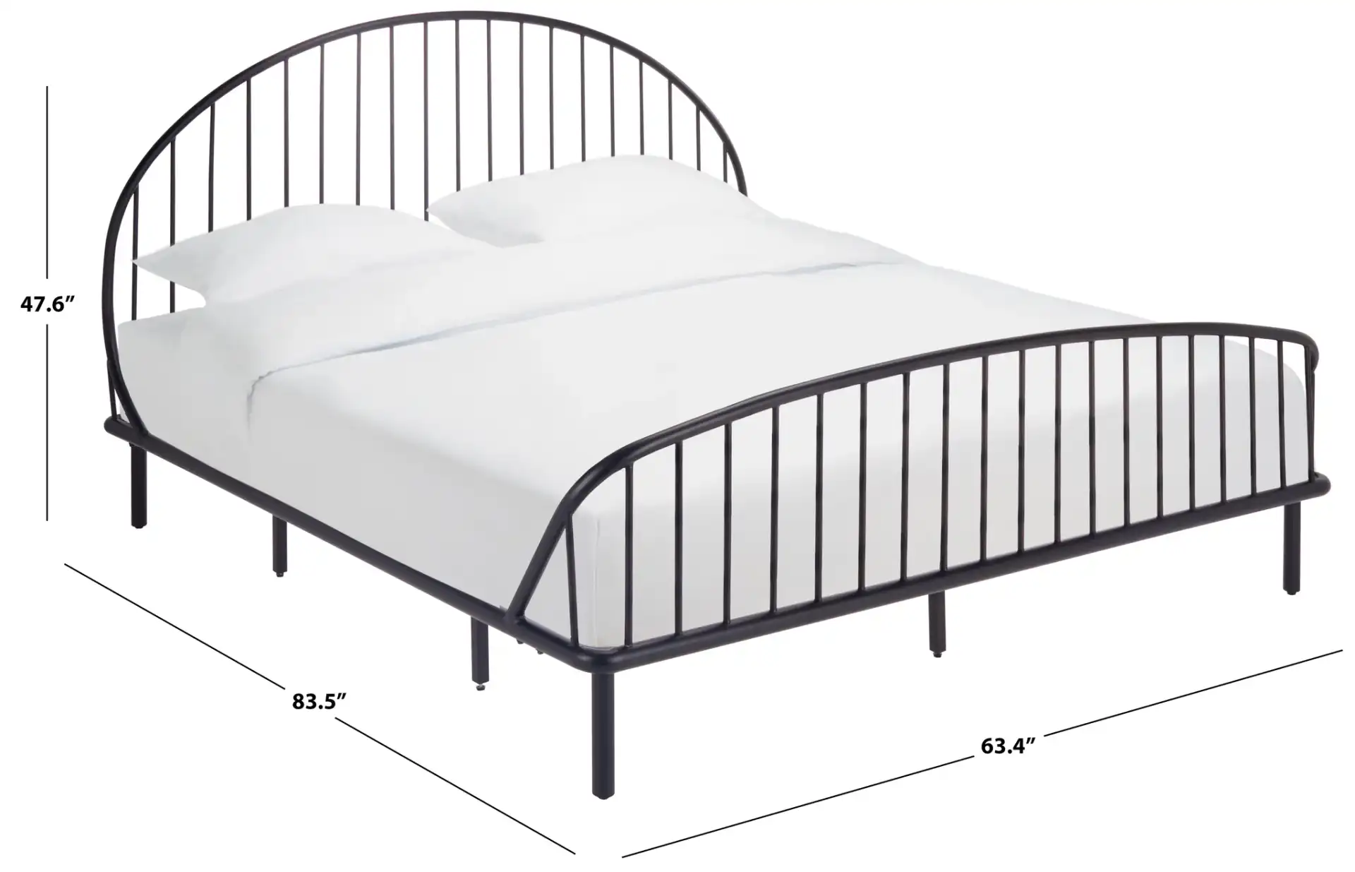 Sheeran Metal Spindle Bed in Black, detail view
