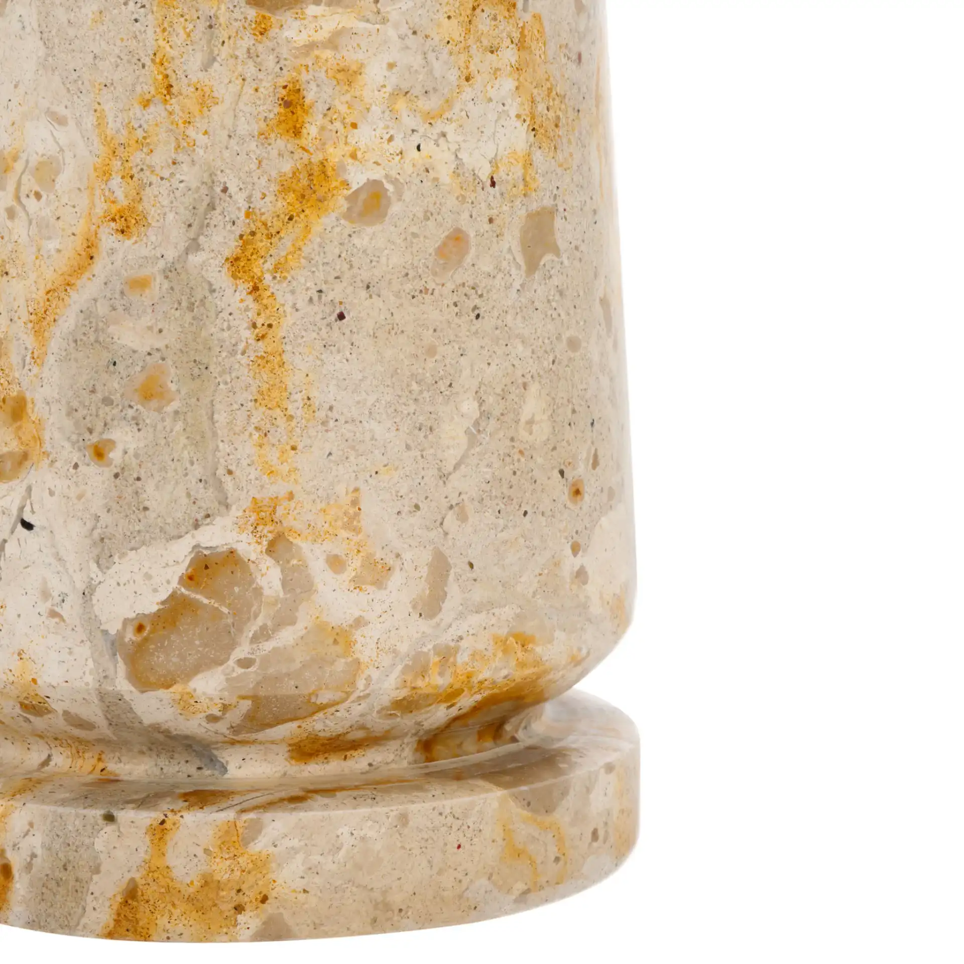 Valentia Round Marble Accent Table in Beige, detail view