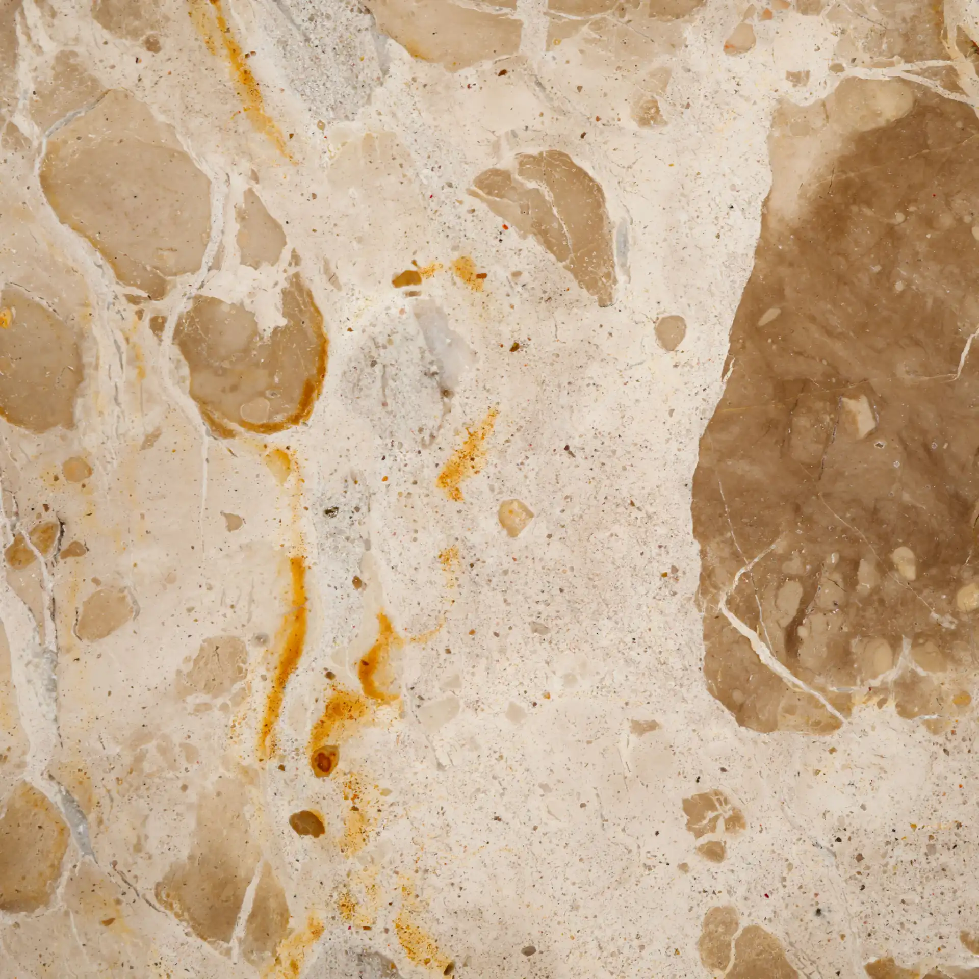 Valentia Round Marble Accent Table in Beige, detail view