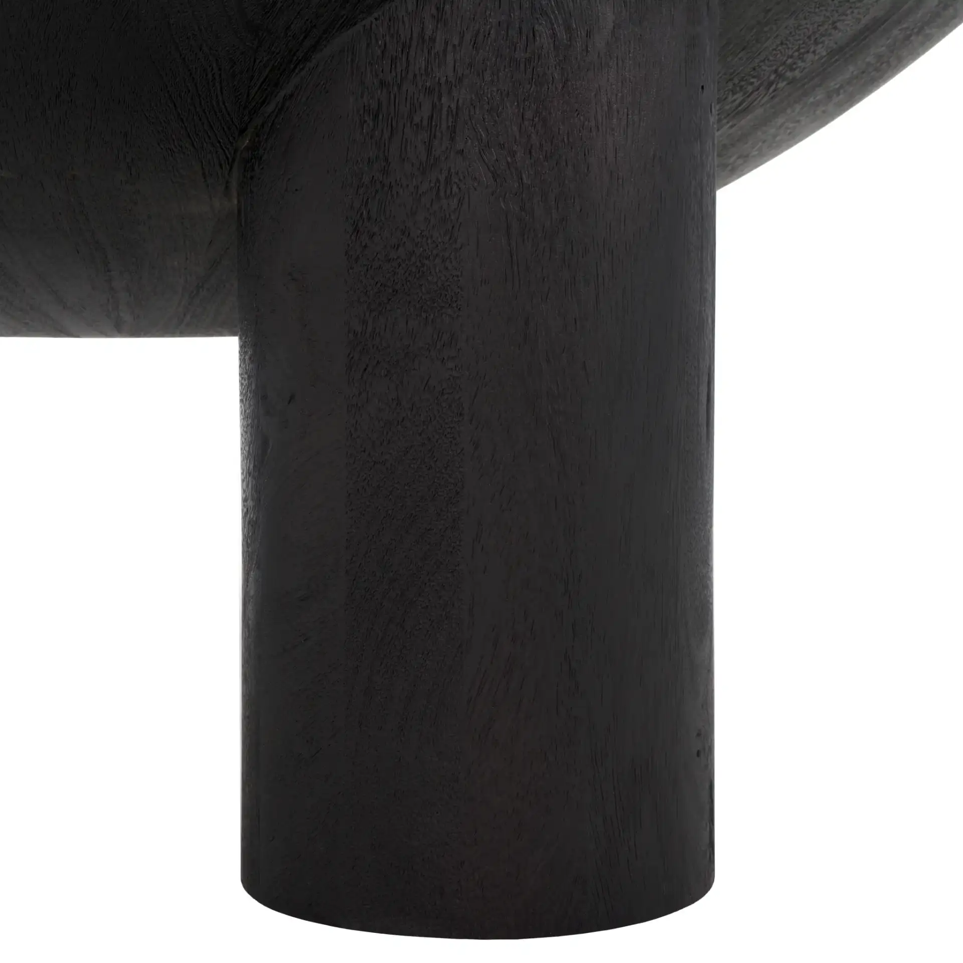 Calhoun Round Wood Coffee Table in Black, detail view