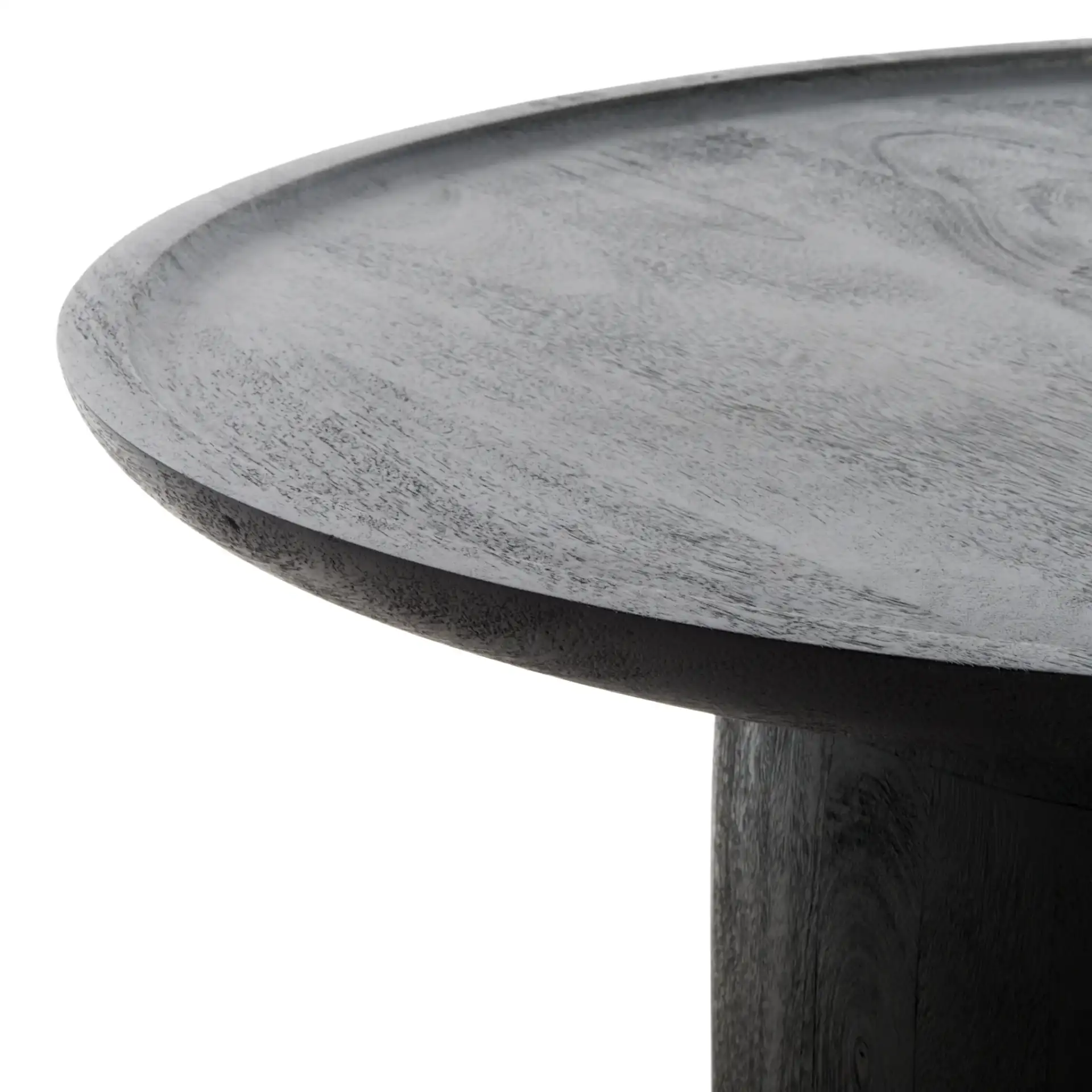 Hope Round Wood Coffee Table in Black in a styled room