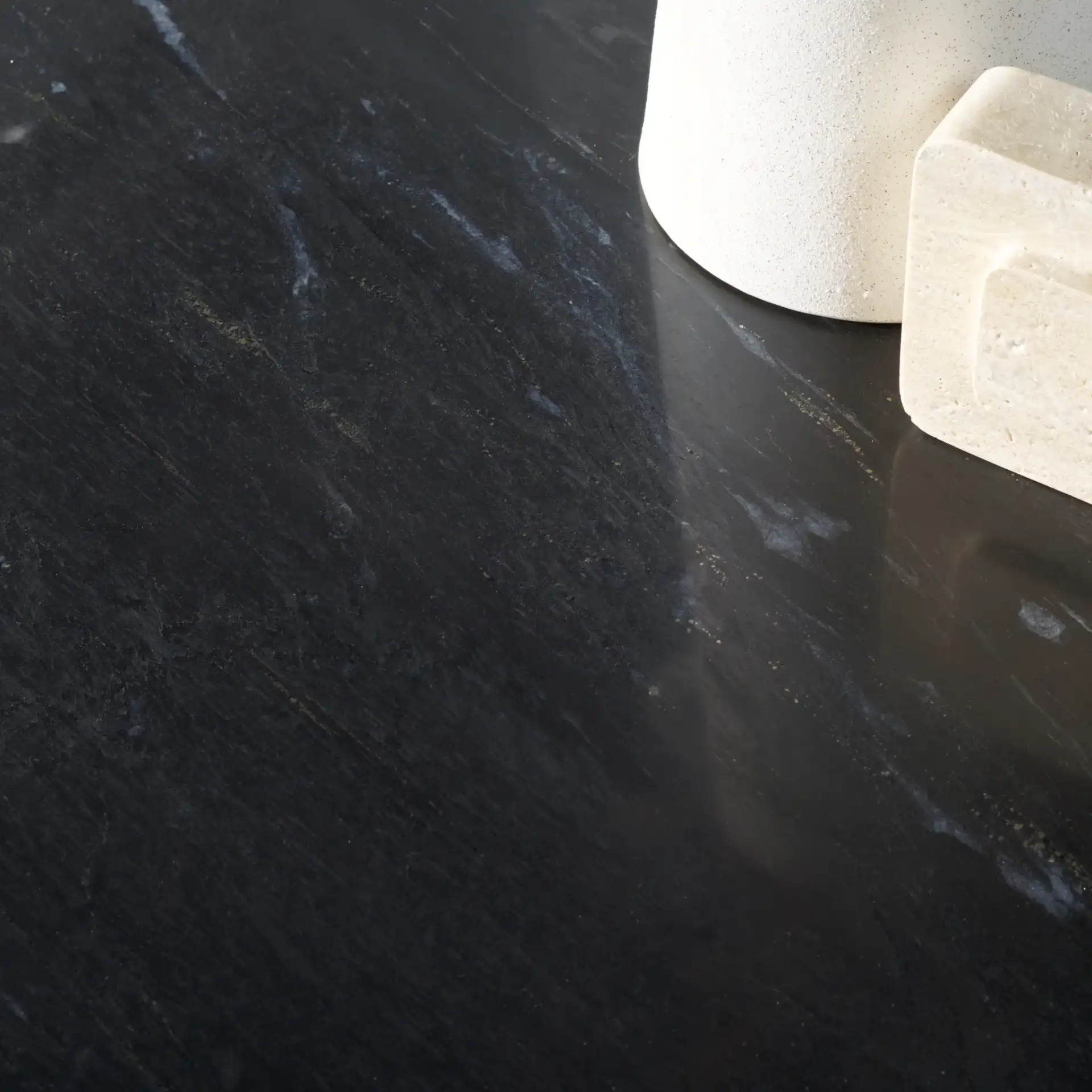Daysi Marble Coffee Table in Black in a styled room