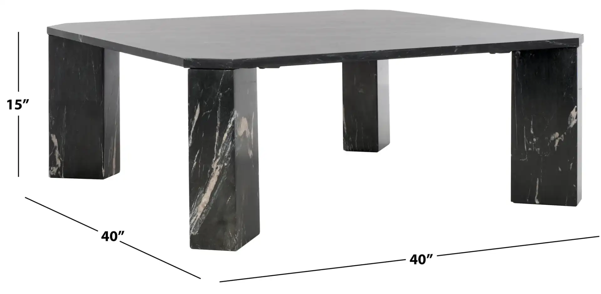 Daysi Marble Coffee Table in Black, detail view