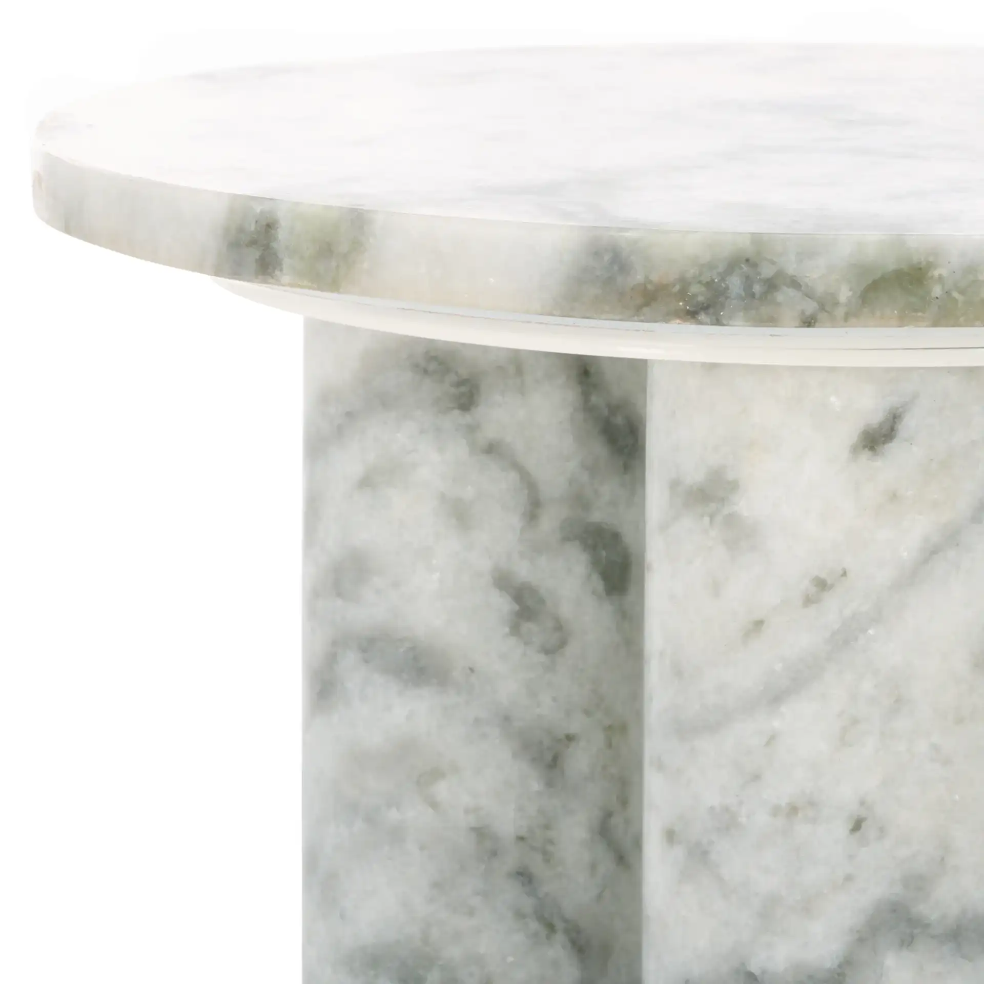 Giabella Marble Accent Table in White in a styled room