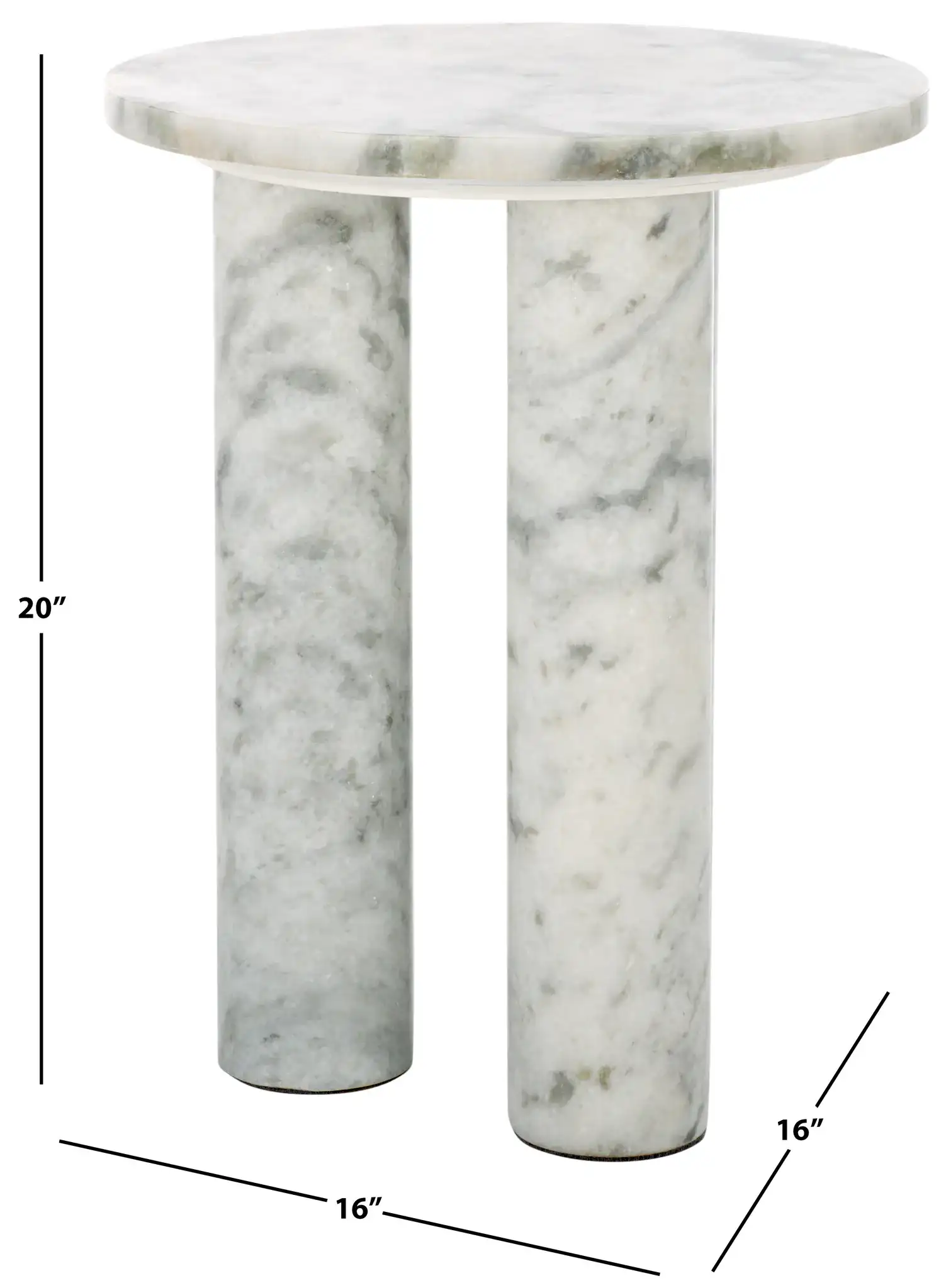 Giabella Marble Accent Table in White, detail view