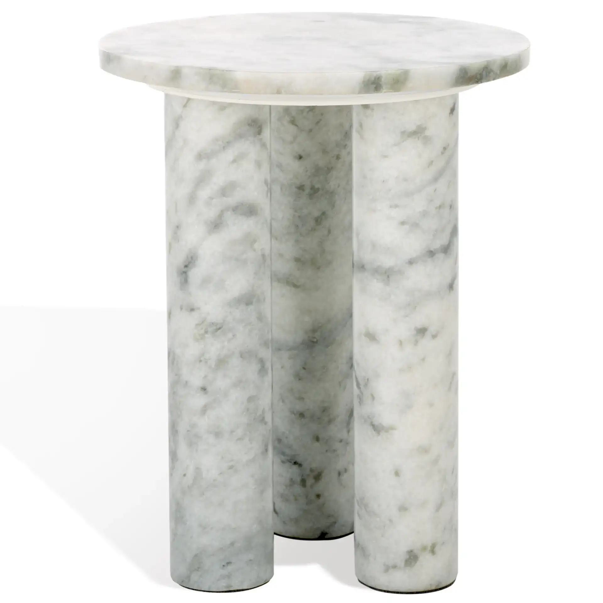 Giabella Marble Accent Table in White, detail view