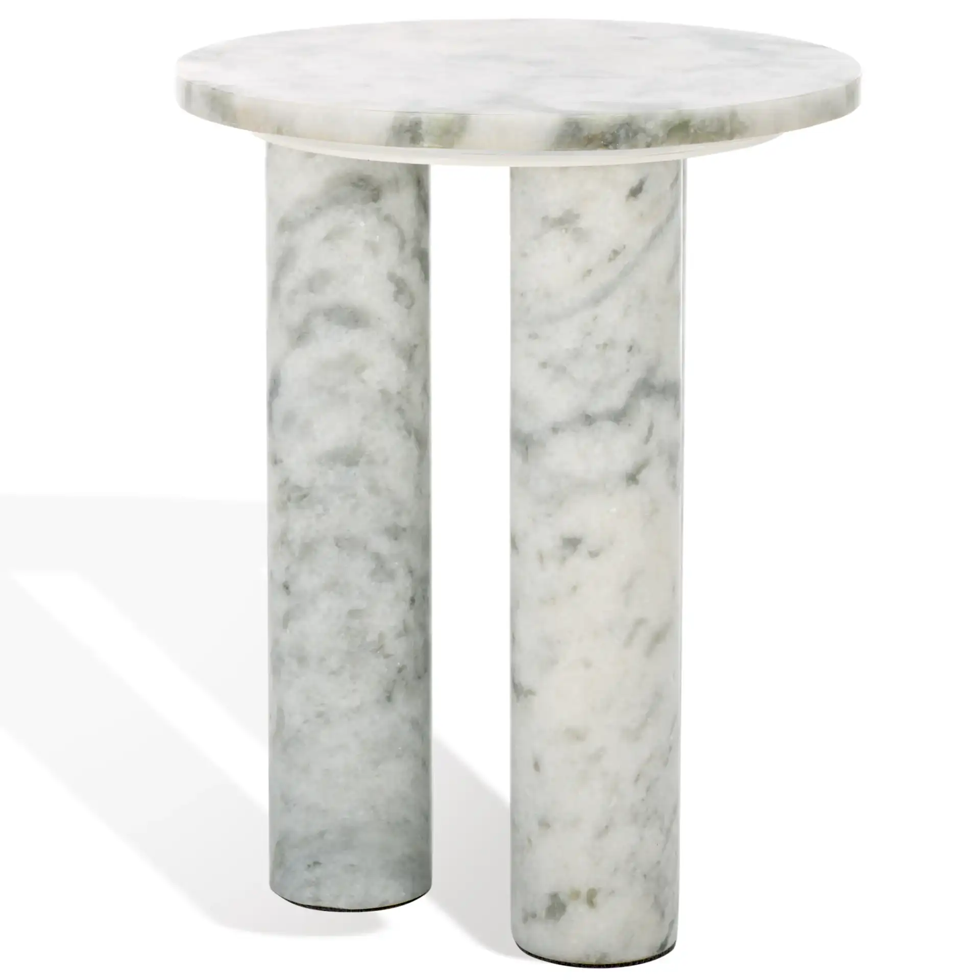 Giabella Marble Accent Table in White, detail view