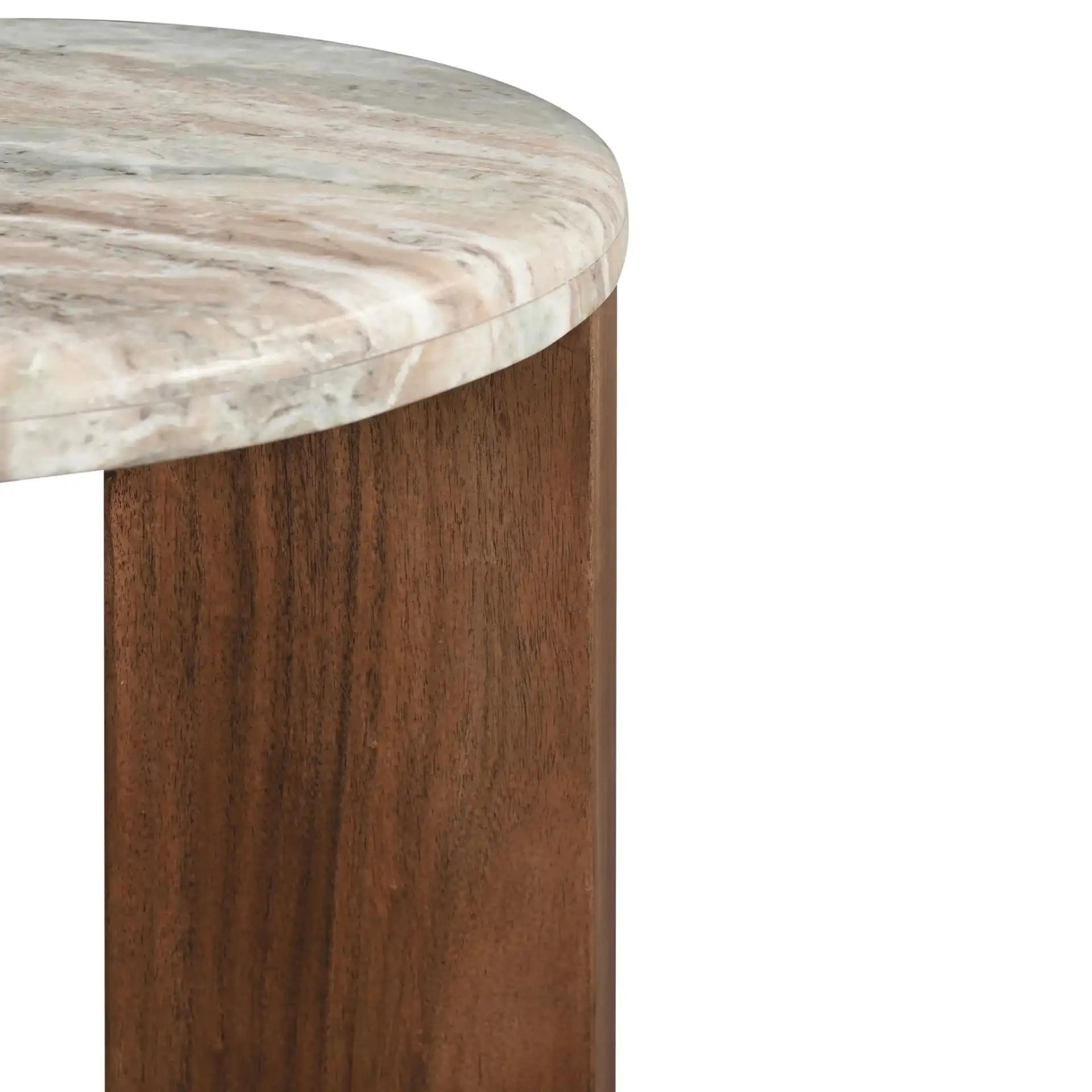 Malkin Round Marble Accent Table in Brown / Dark Brown in a styled room