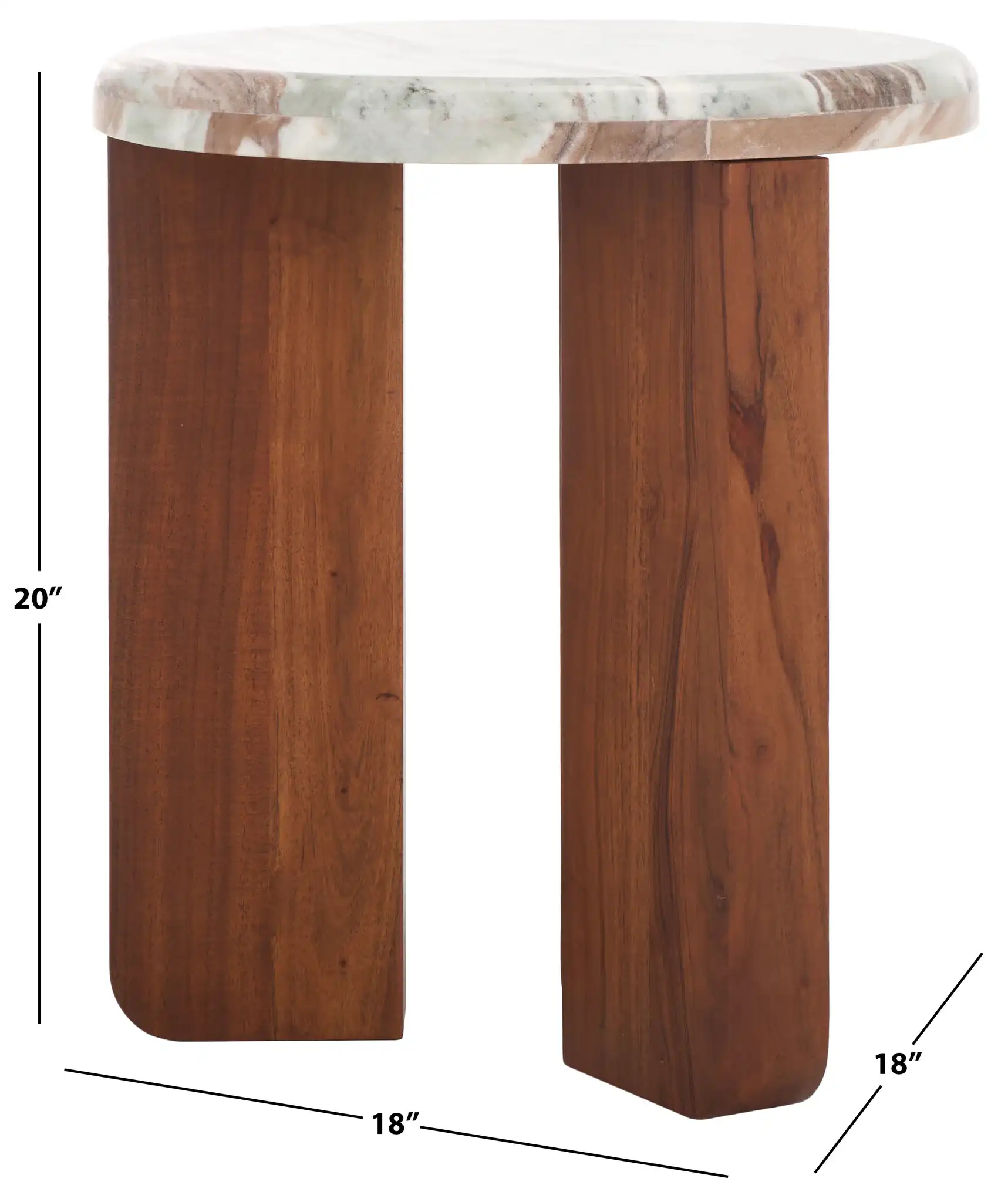 Malkin Round Marble Accent Table in Brown / Dark Brown, detail view