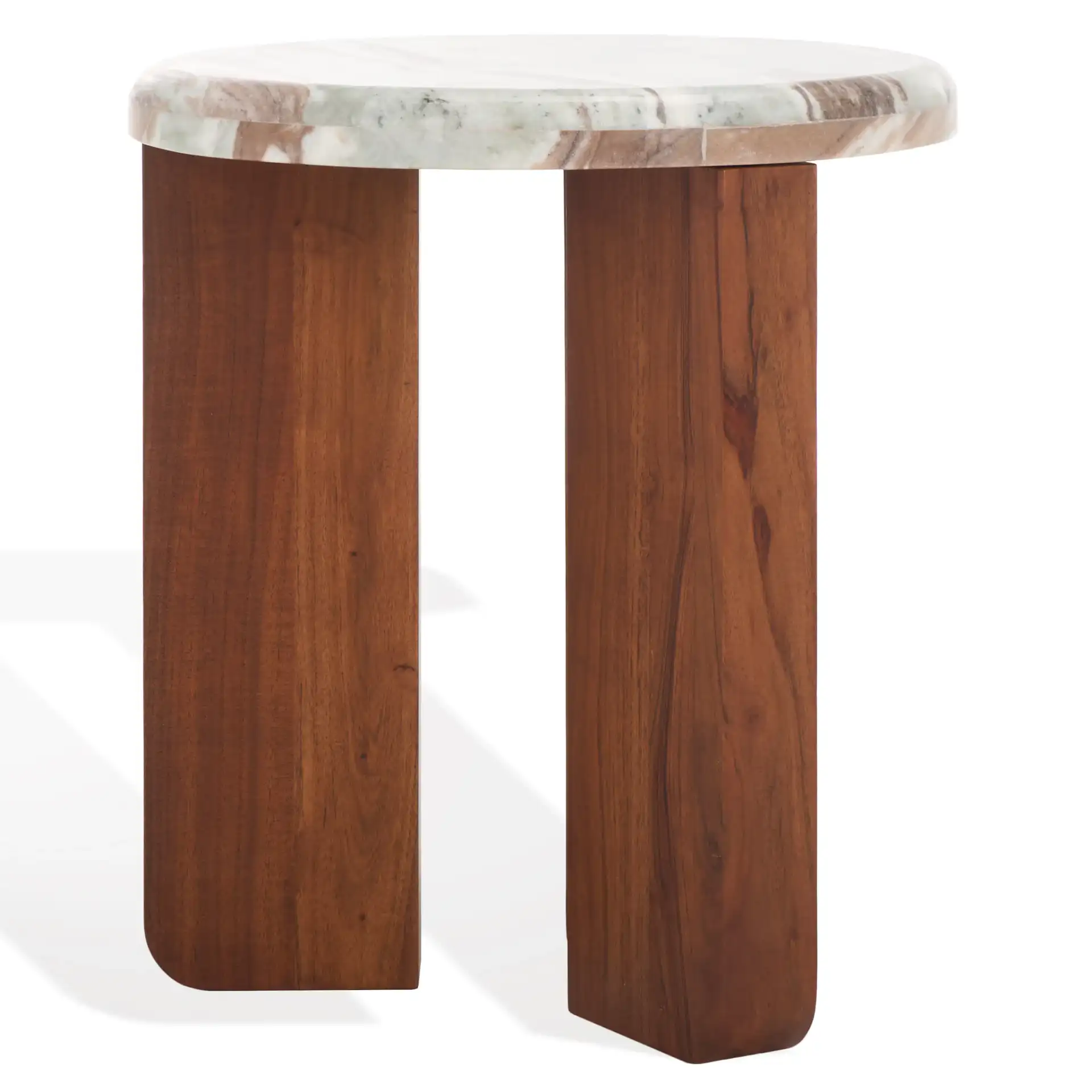 Malkin Round Marble Accent Table in Brown / Dark Brown, detail view
