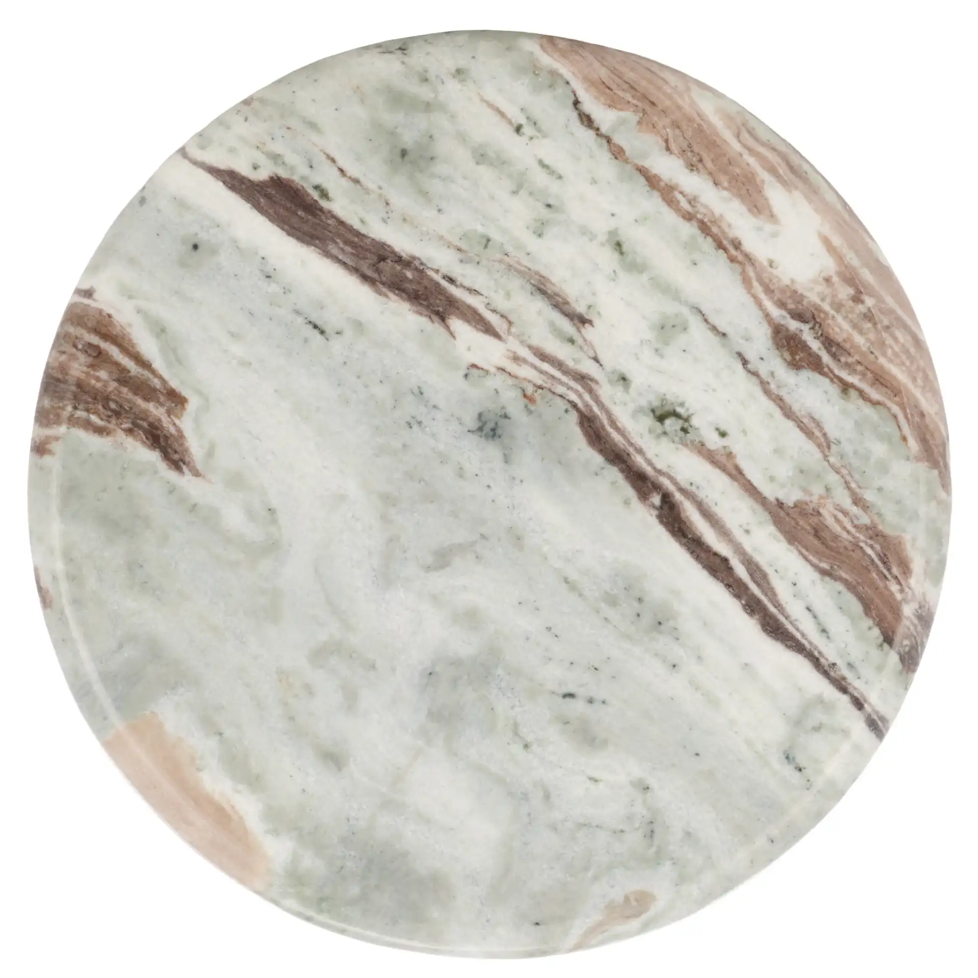Malkin Round Marble Accent Table in Brown / Dark Brown, detail view