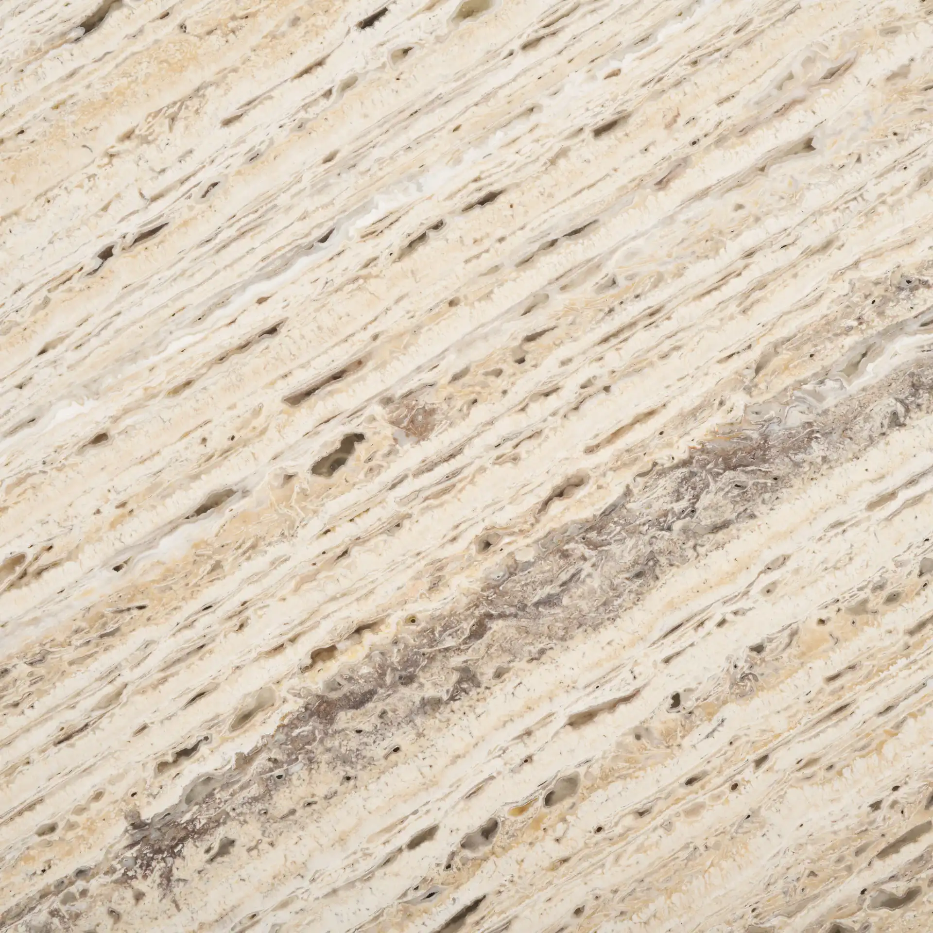 Shayna Travertine Coffee Table in Travertine / Black, detail view