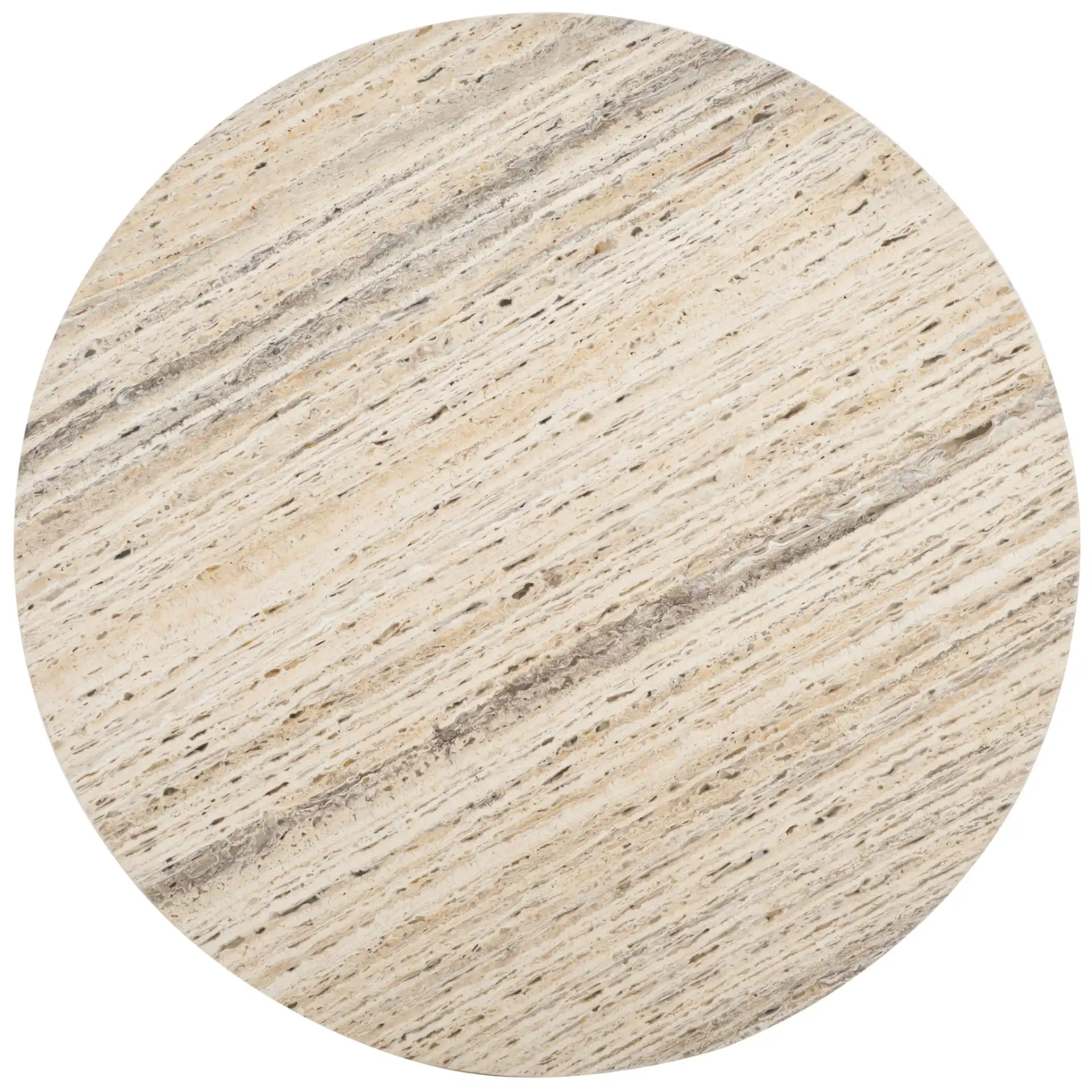 Shayna Travertine Coffee Table in Travertine / Black, detail view
