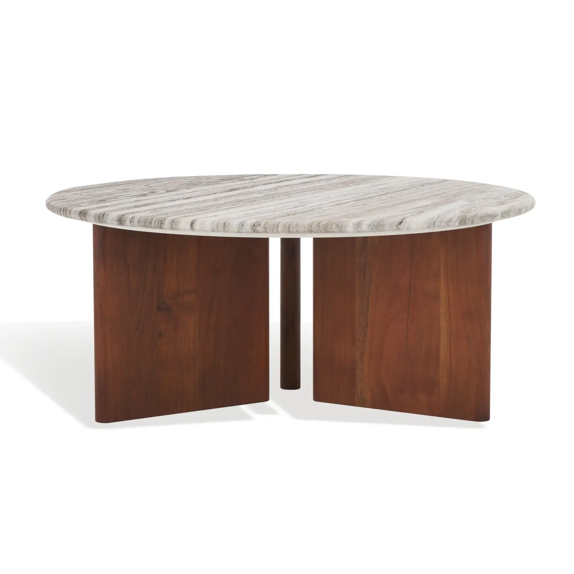 Lauresse Marble Coffee Table in Walnut / Gray, detail view