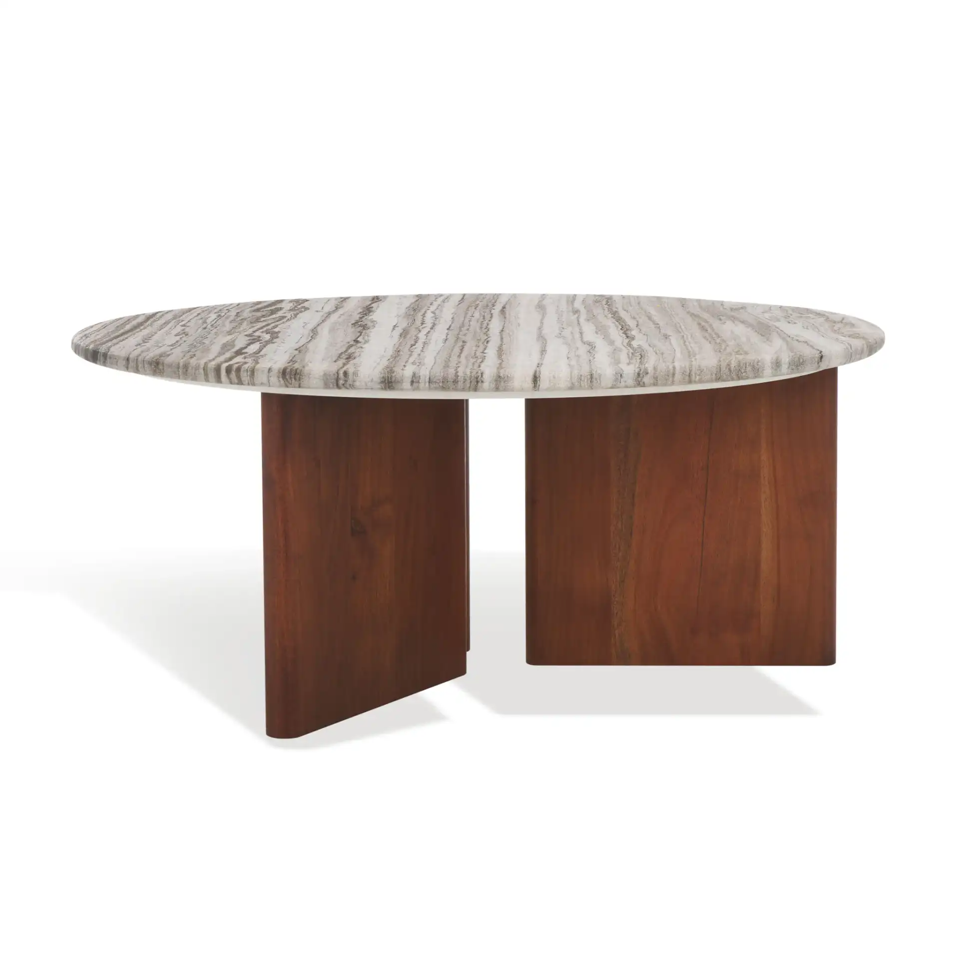 Lauresse Marble Coffee Table in Walnut / Gray, detail view