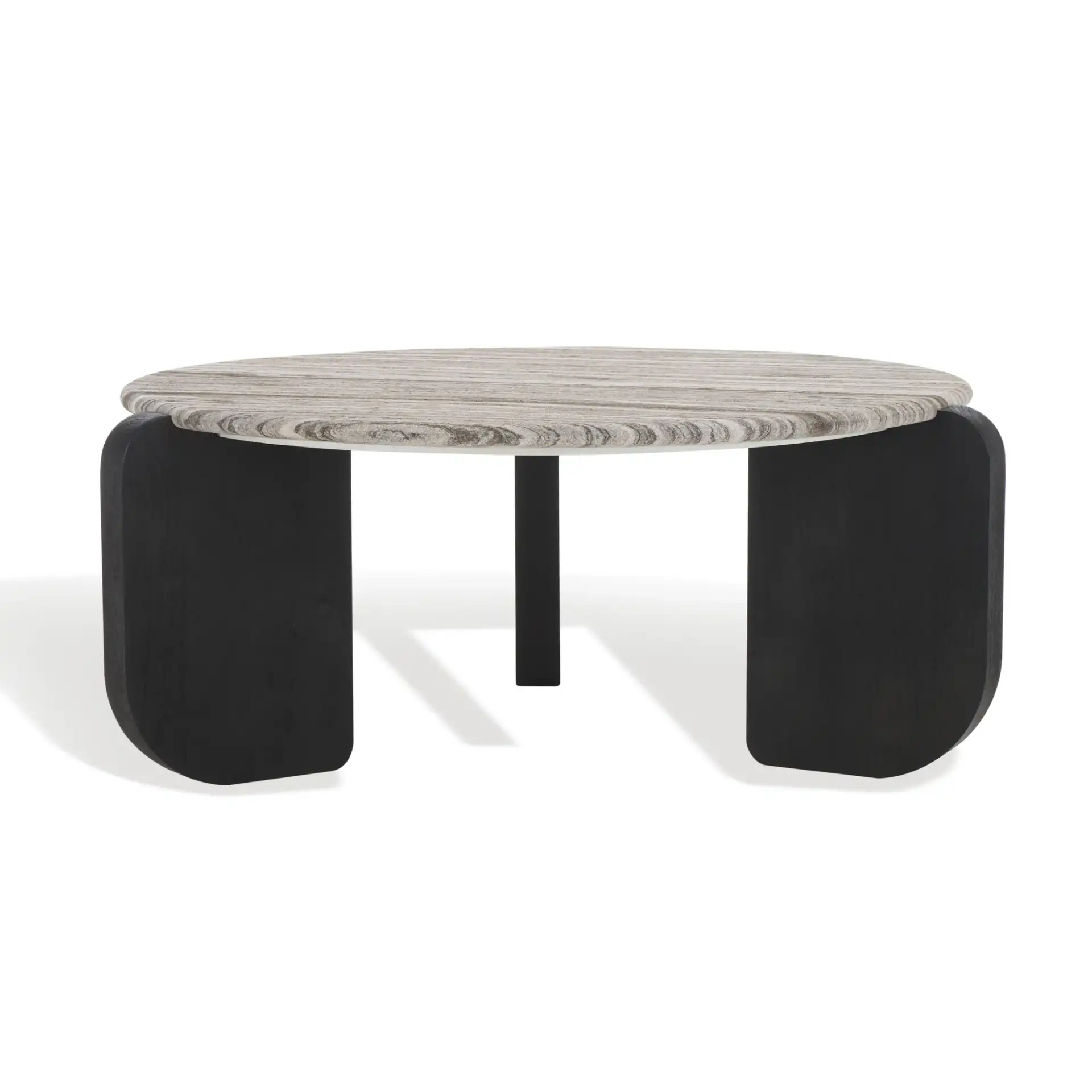Graelyn Marble Top Coffee Table in Black / Gray, detail view