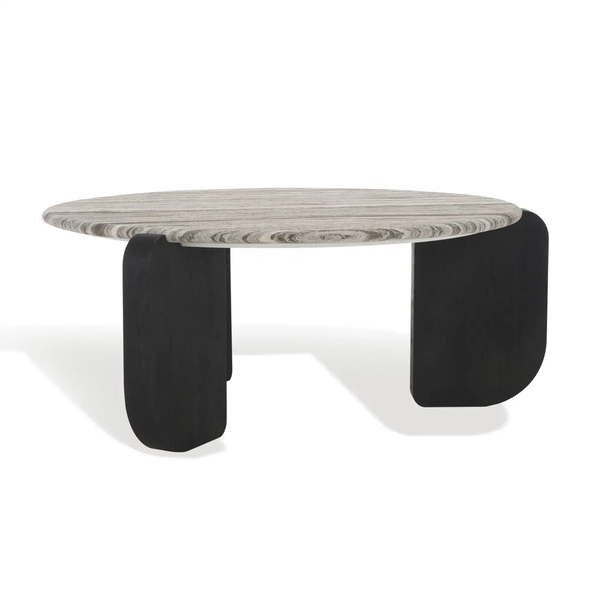Graelyn Marble Top Coffee Table in Black / Gray, detail view