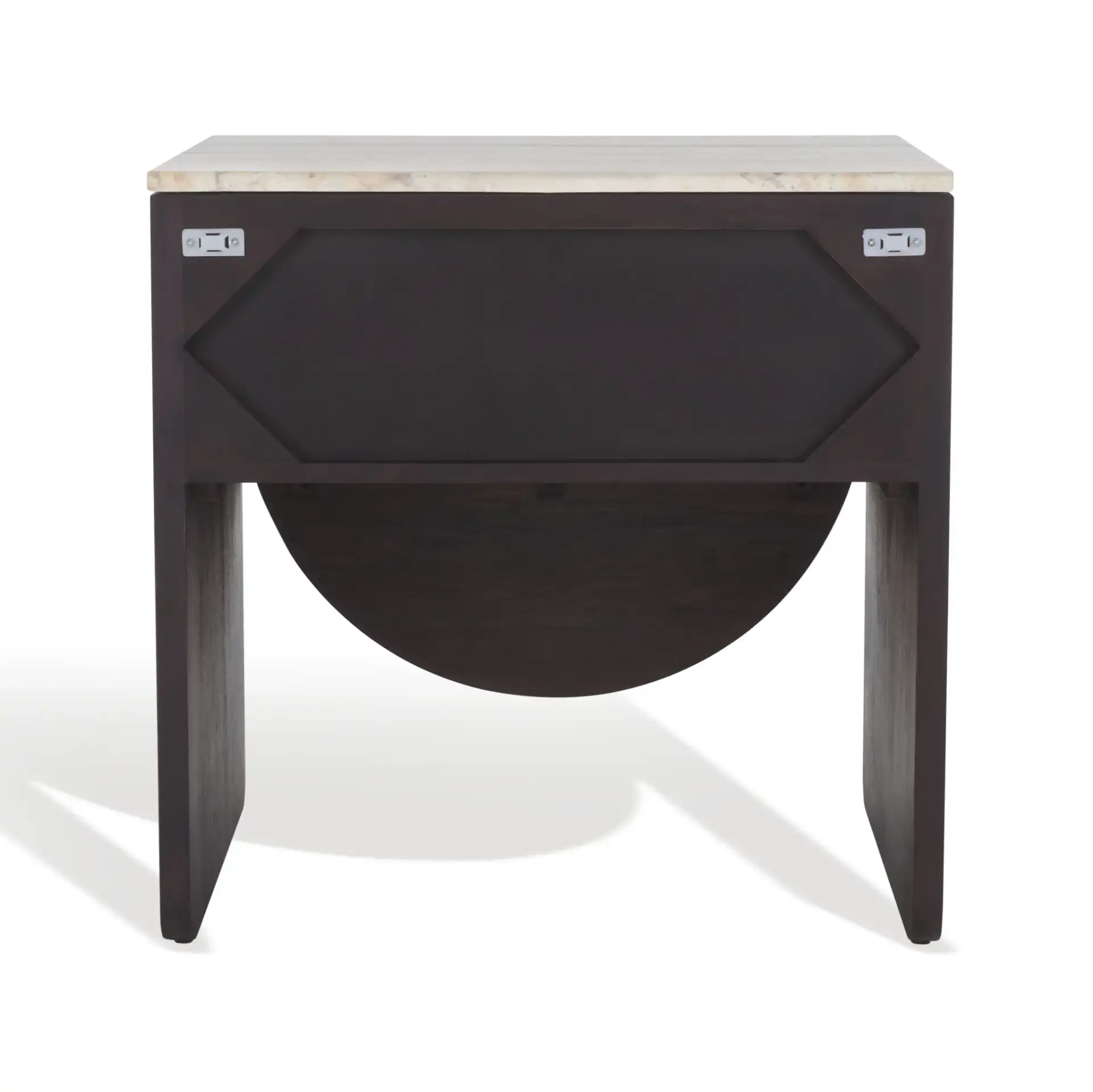 Floris Travertine Nightstand in Travertine / Black, detail view