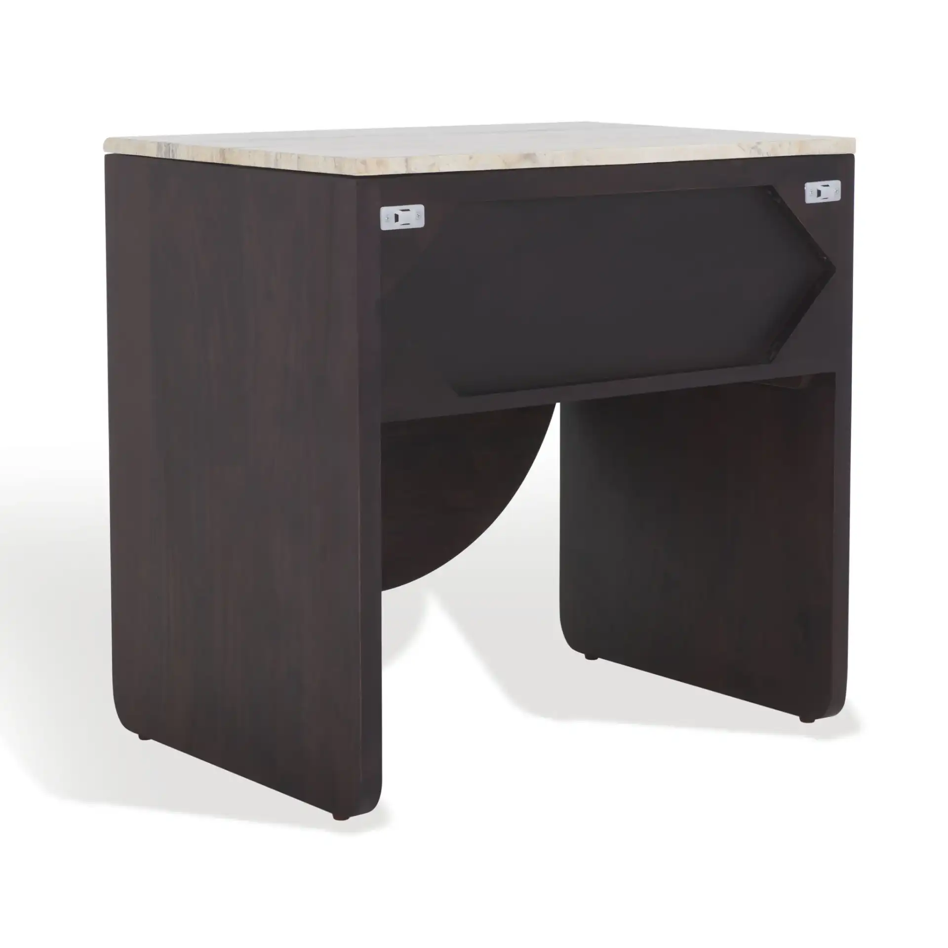 Floris Travertine Nightstand in Travertine / Black, detail view