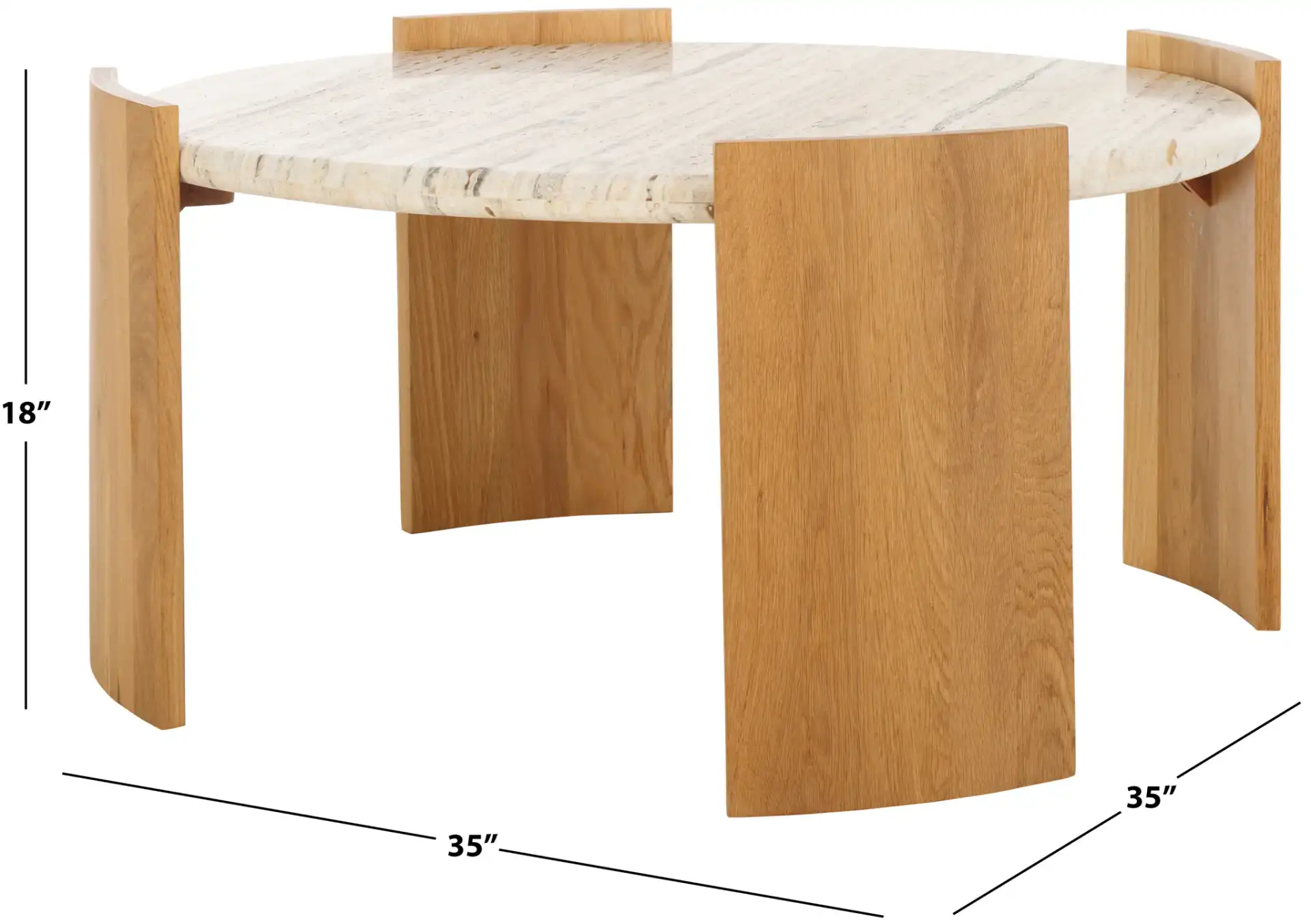 Damarcus Travertine Coffee Table in Natural / Travertine, detail view