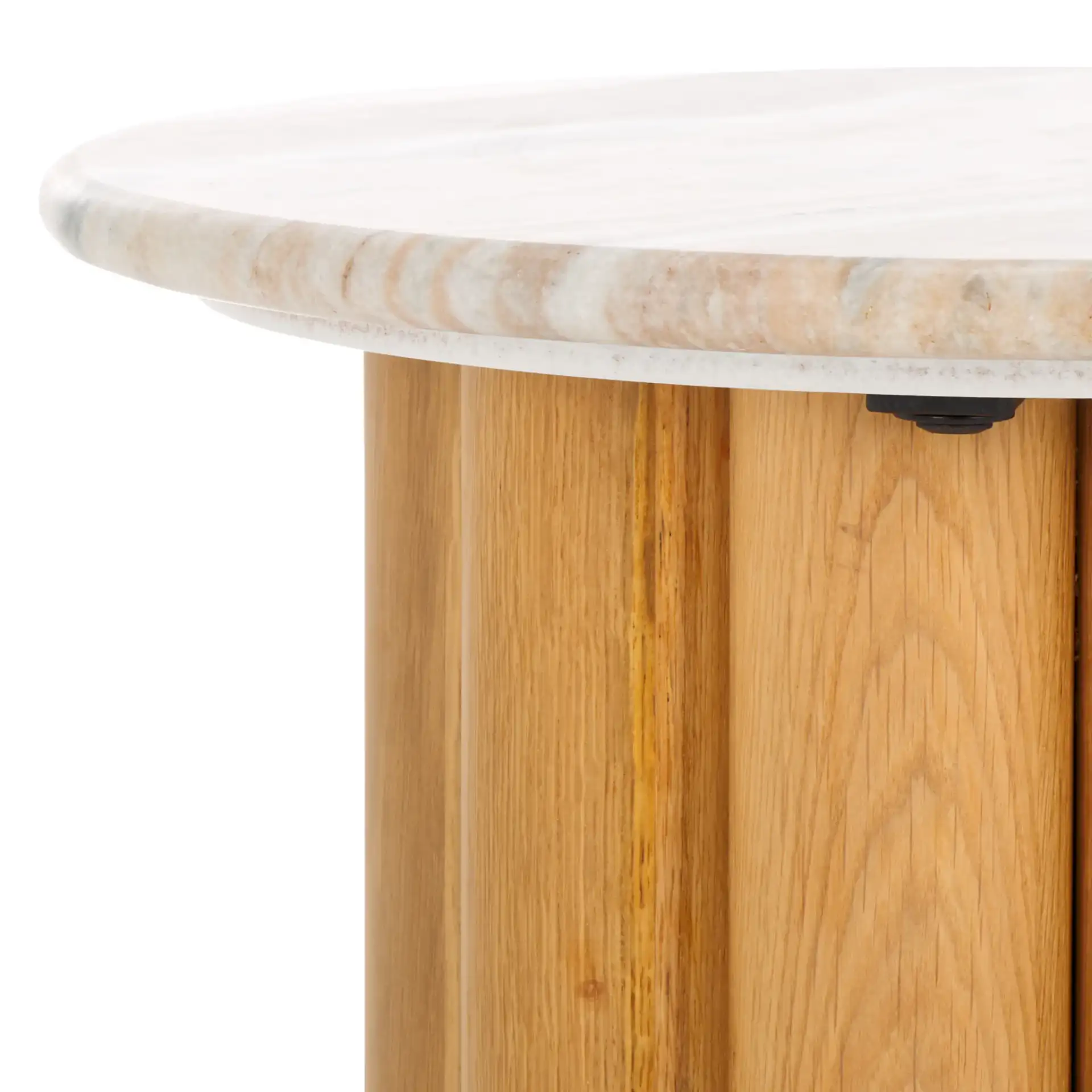 Roxiella Marble Accent Table in Brown / Natural in a styled room