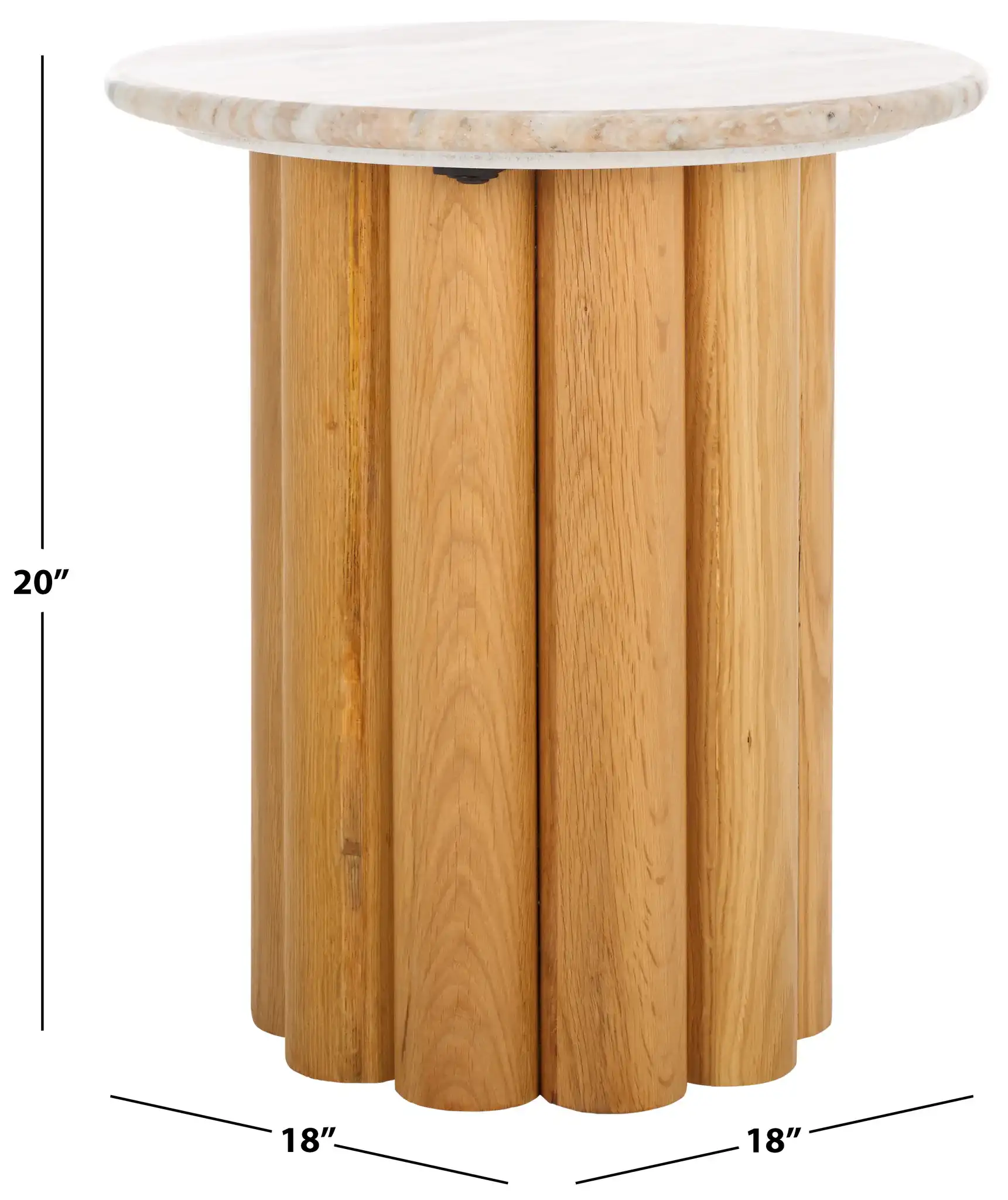 Roxiella Marble Accent Table in Brown / Natural, detail view