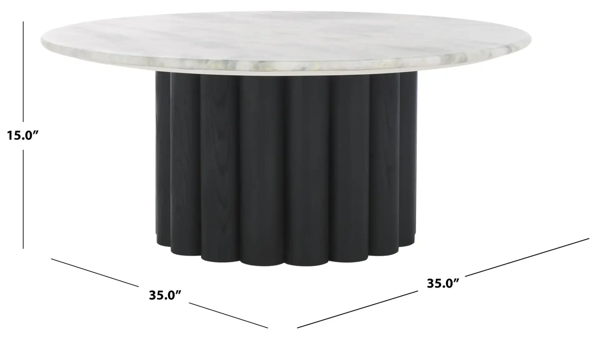 Roxiella Marble Coffee Table in Brown / Natural, detail view