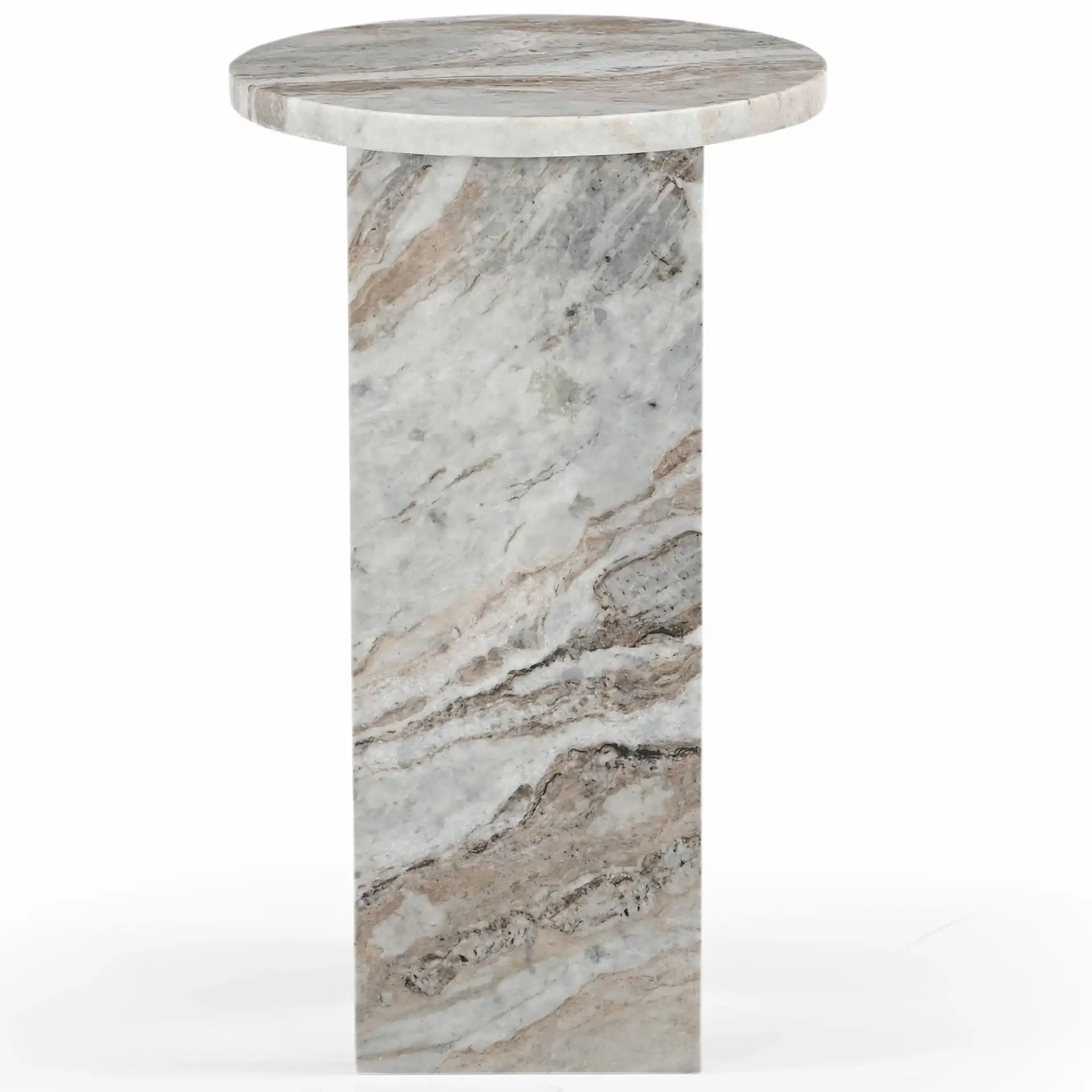 Devlin Marble Drink Table in Brown, detail view