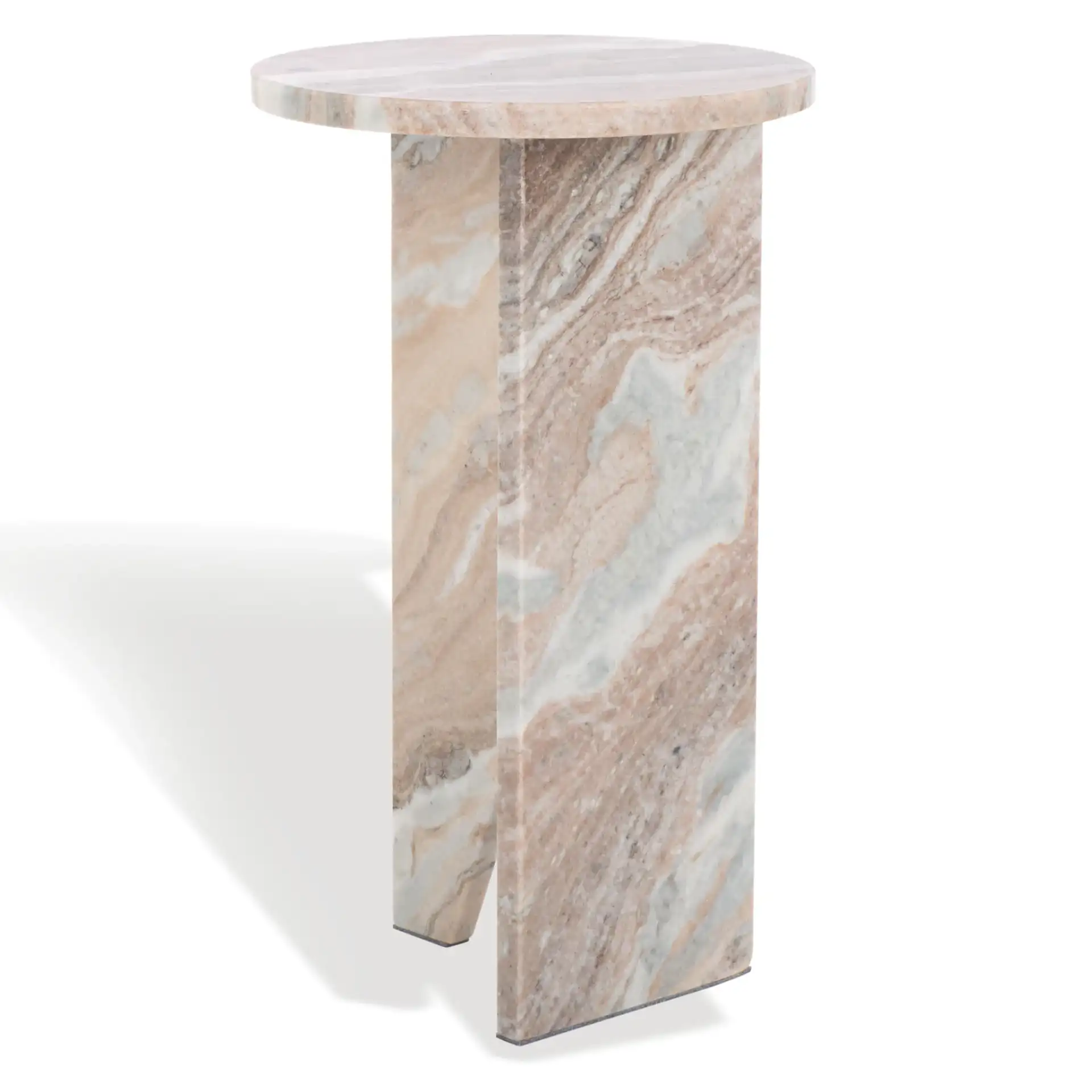 Devlin Marble Drink Table in Brown, detail view